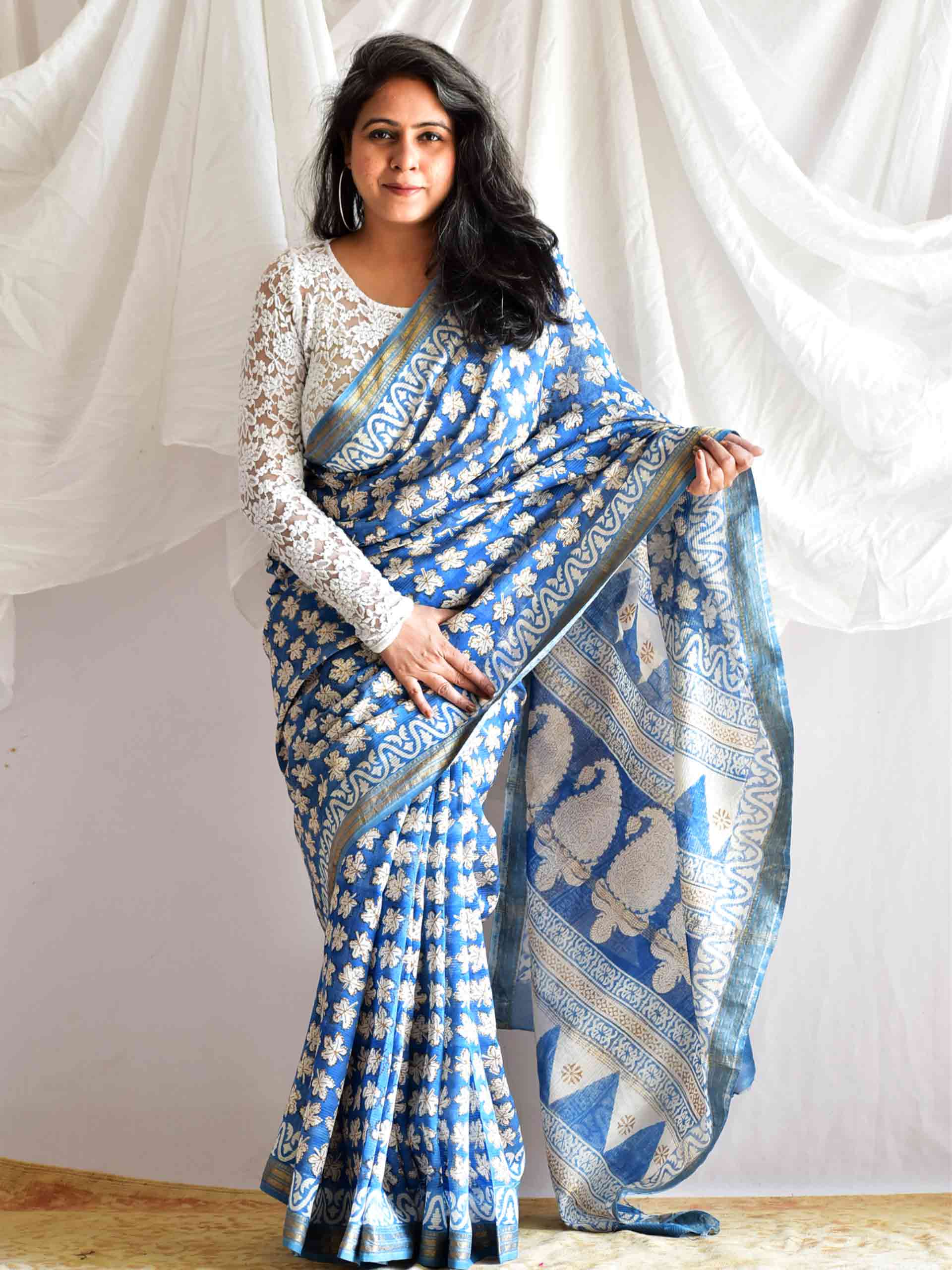 springs - Bagh maheshwari silk handloom Saree
