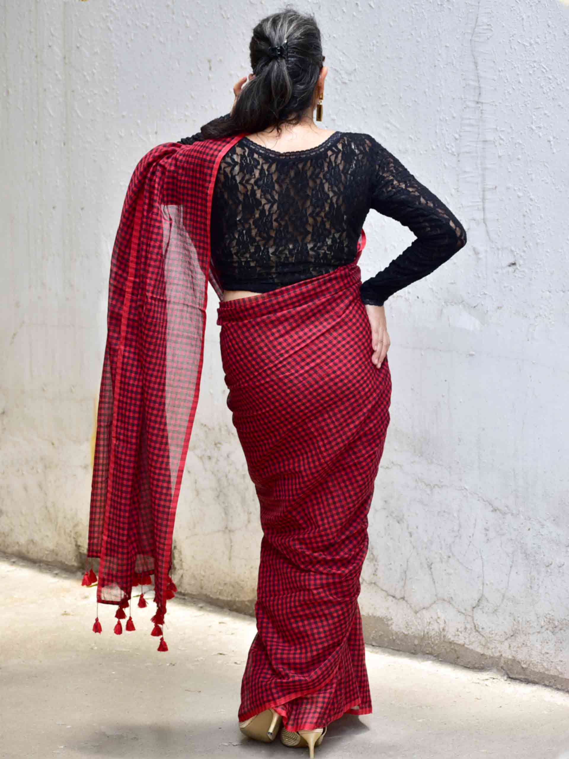 Lal Gamcha Mul cotton saree