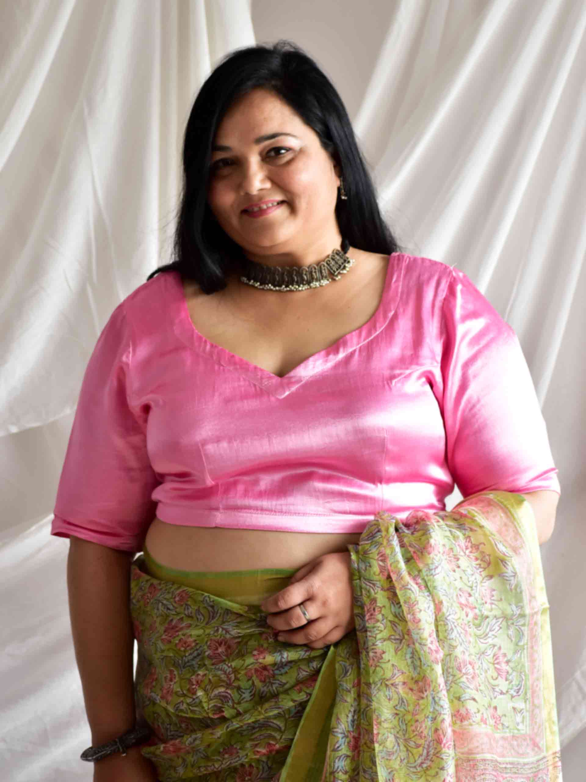 Gulab - Plus Size Mashru silk blouse