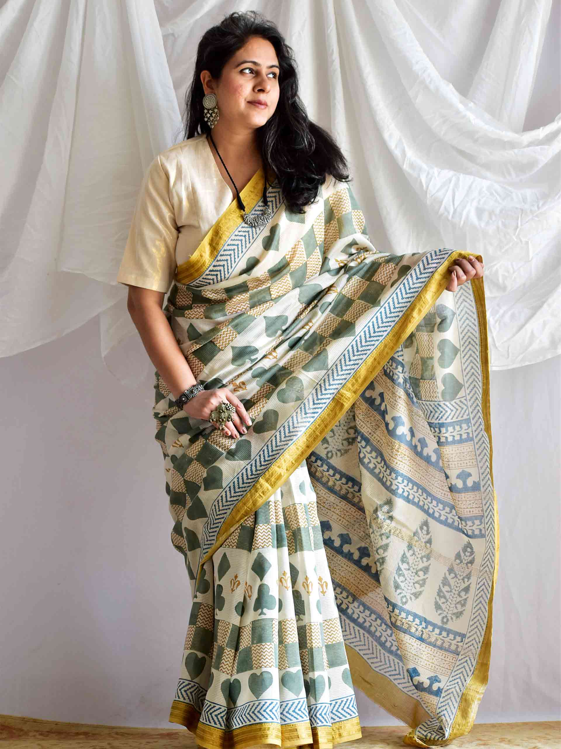 Do patti - Bagh maheshwari Silk handloom Saree