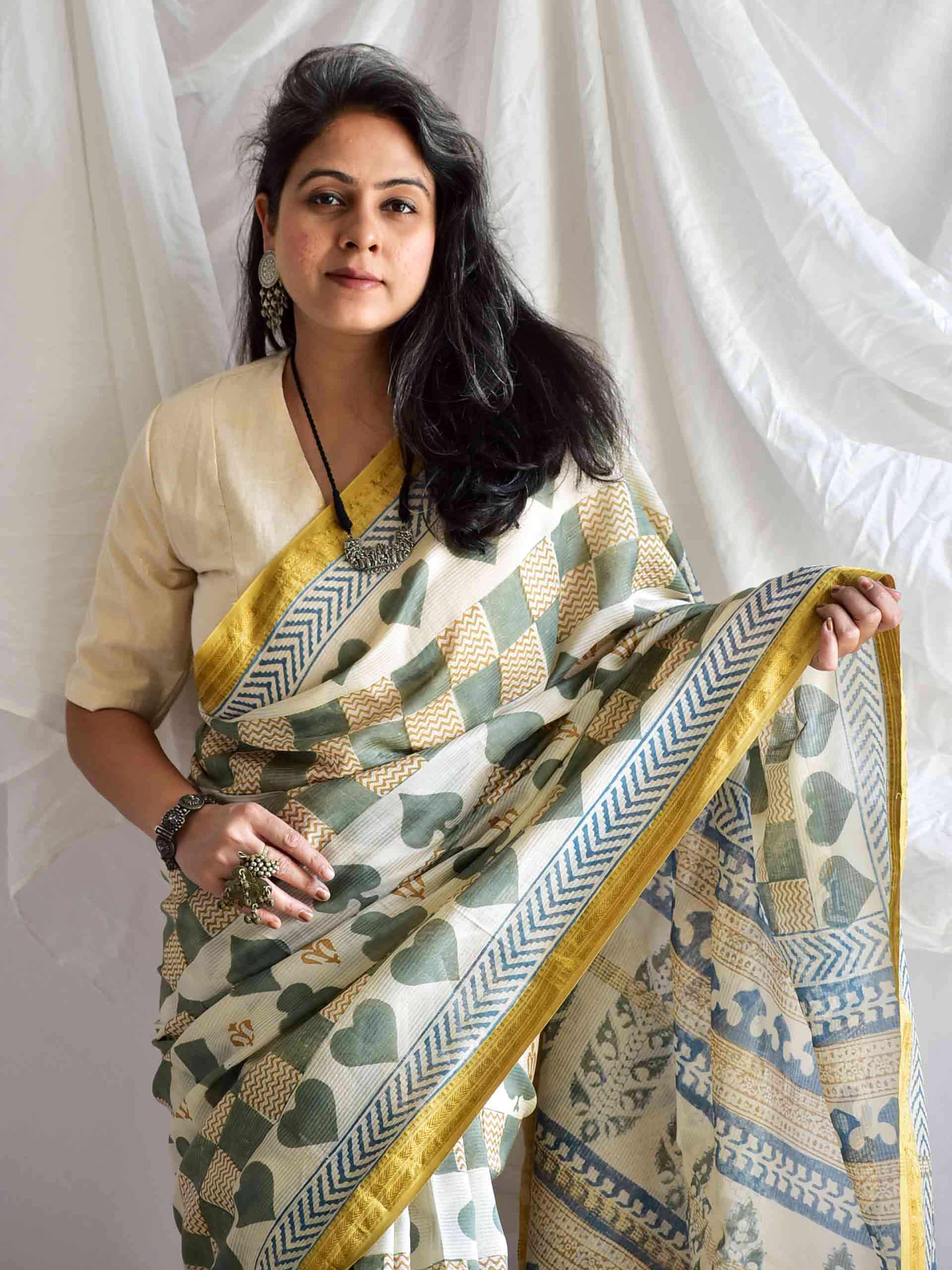 Do patti - Bagh maheshwari Silk handloom Saree