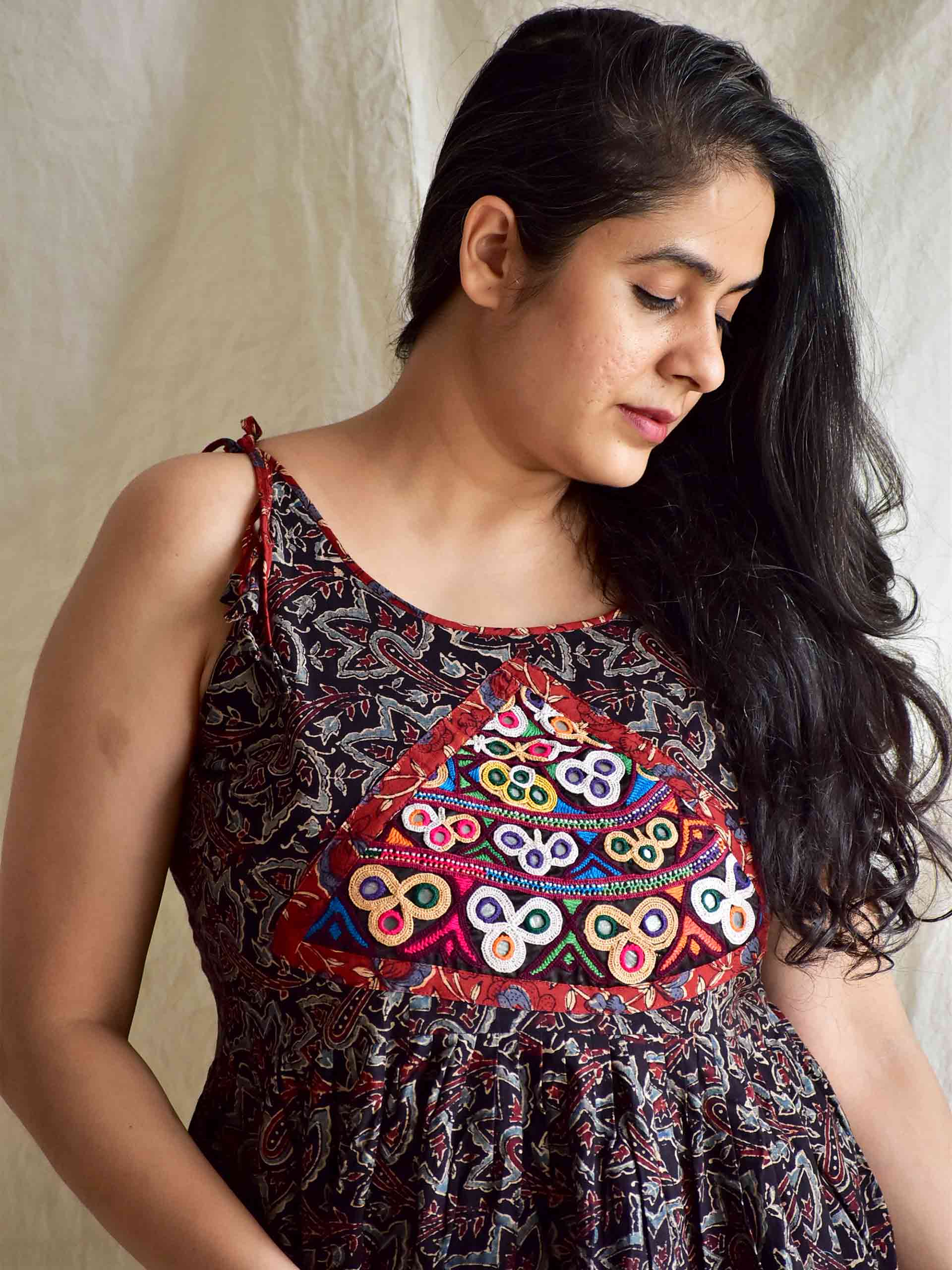 Deep - Ajrakh hand embroidered Top