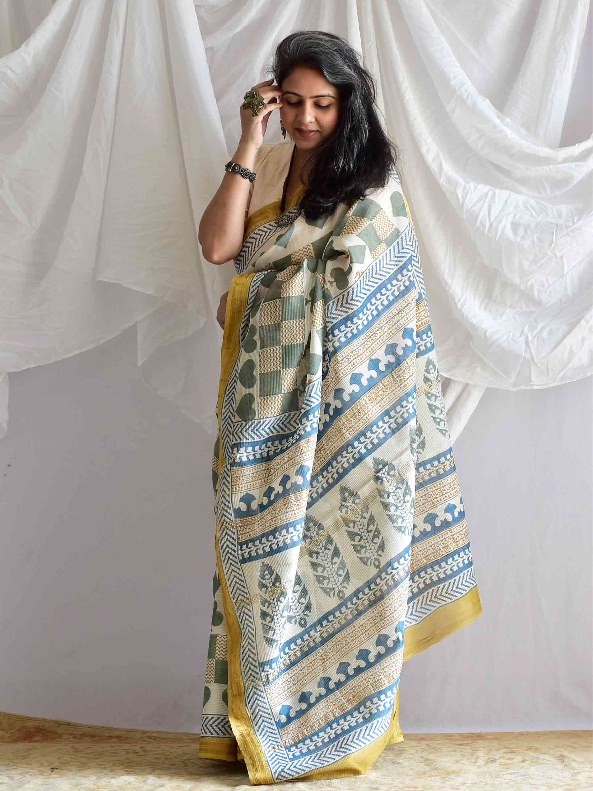Do patti - Bagh maheshwari Silk handloom Saree