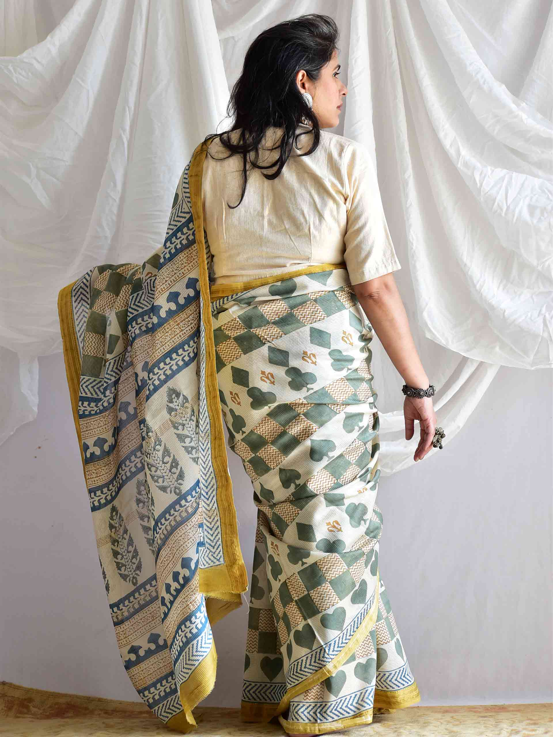 Do patti - Bagh maheshwari Silk handloom Saree