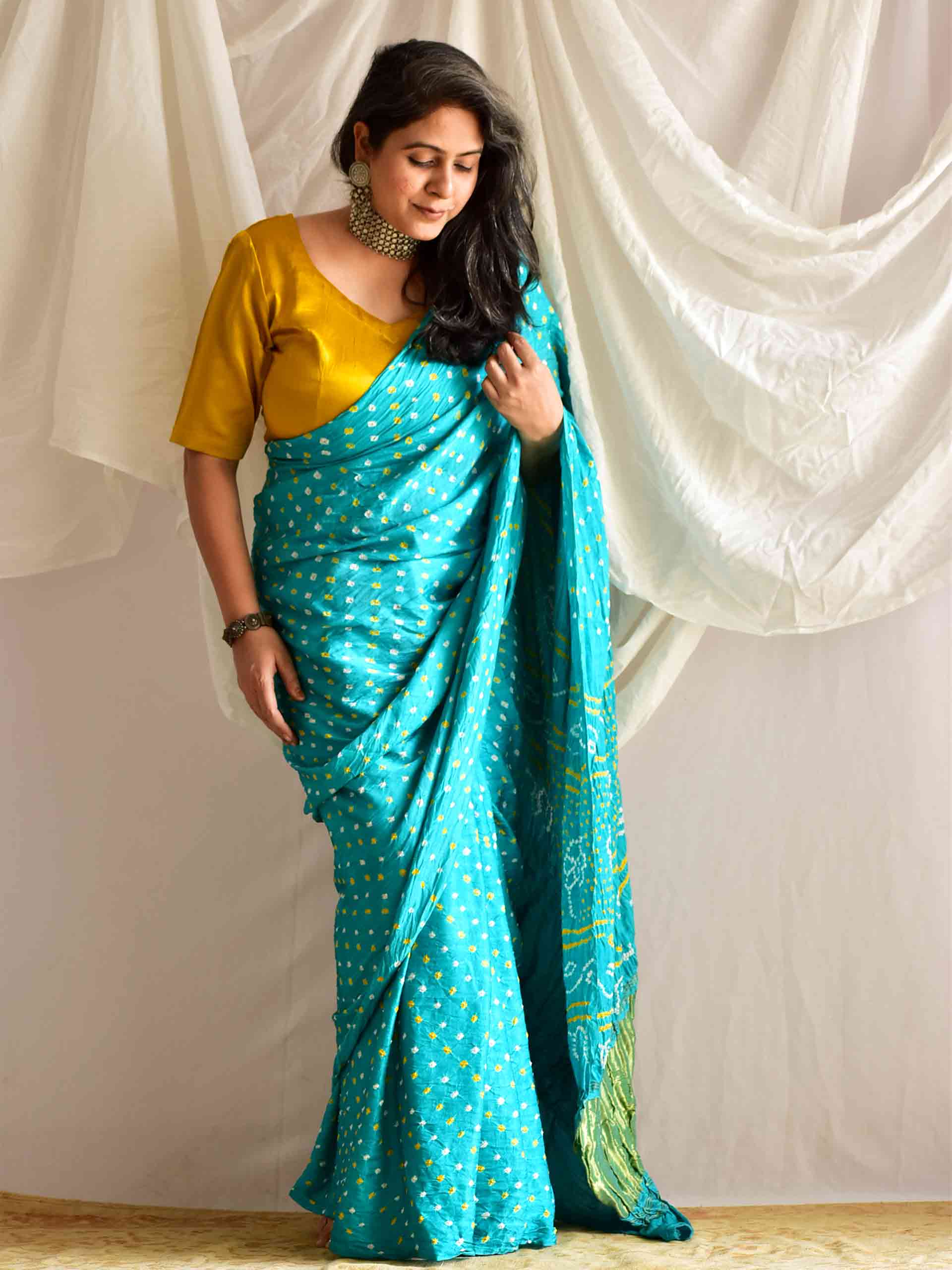Seasons - Modal silk Bandhani saree
