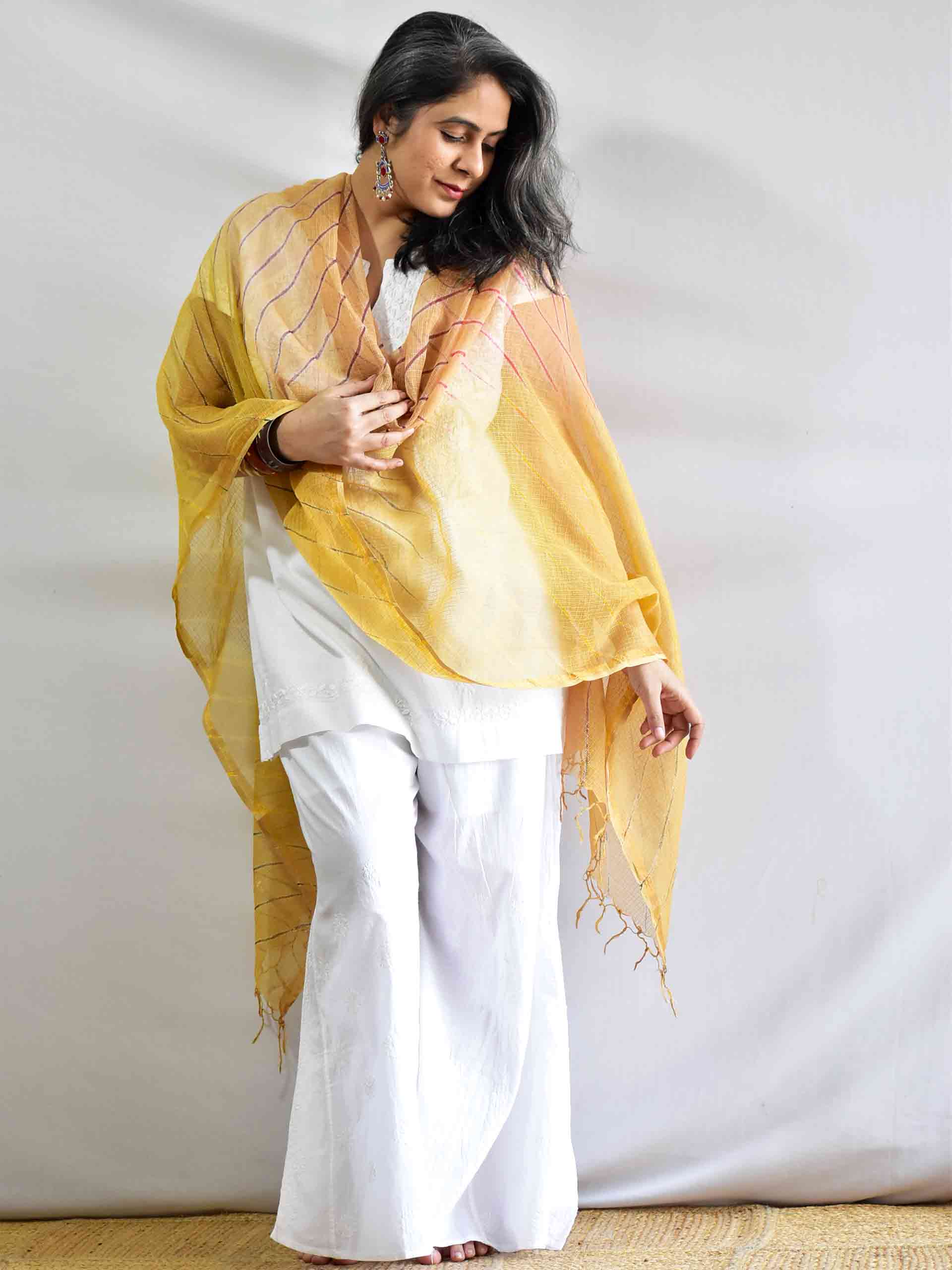 Goraiya -  dual shaded leheriya Kota Doria Dupatta