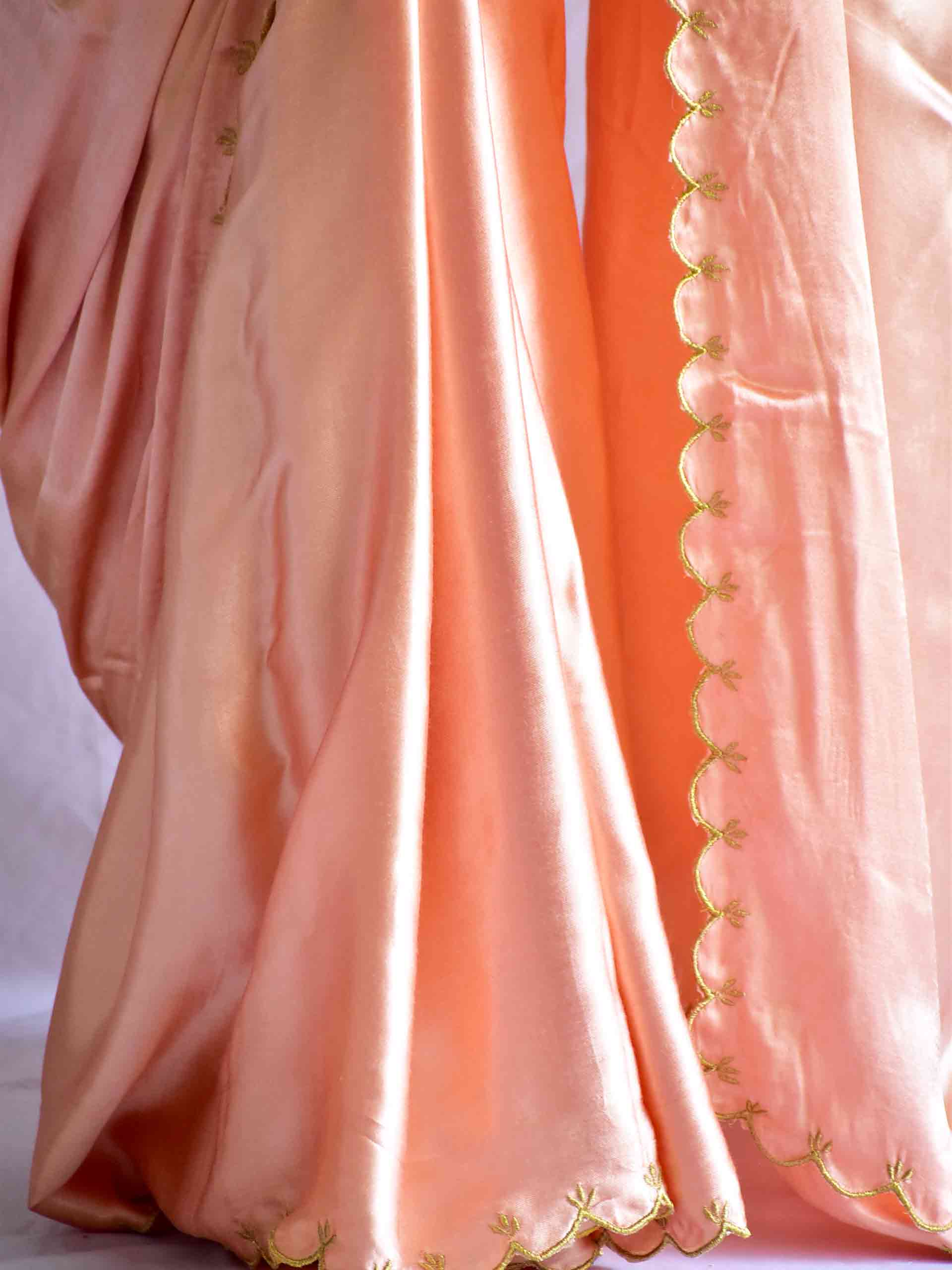 peach mode - embroidered mashru silk saree