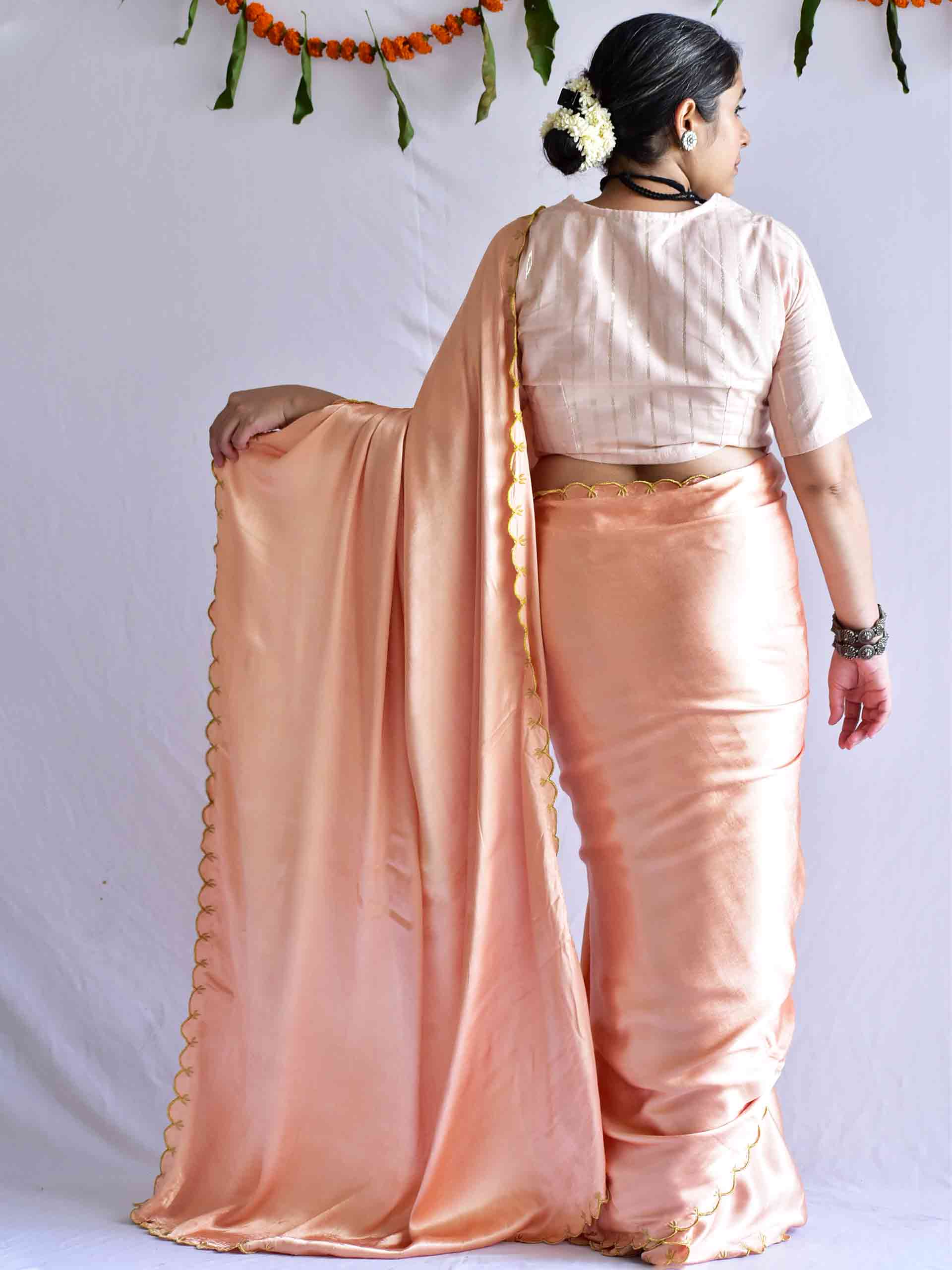 peach mode - embroidered mashru silk saree