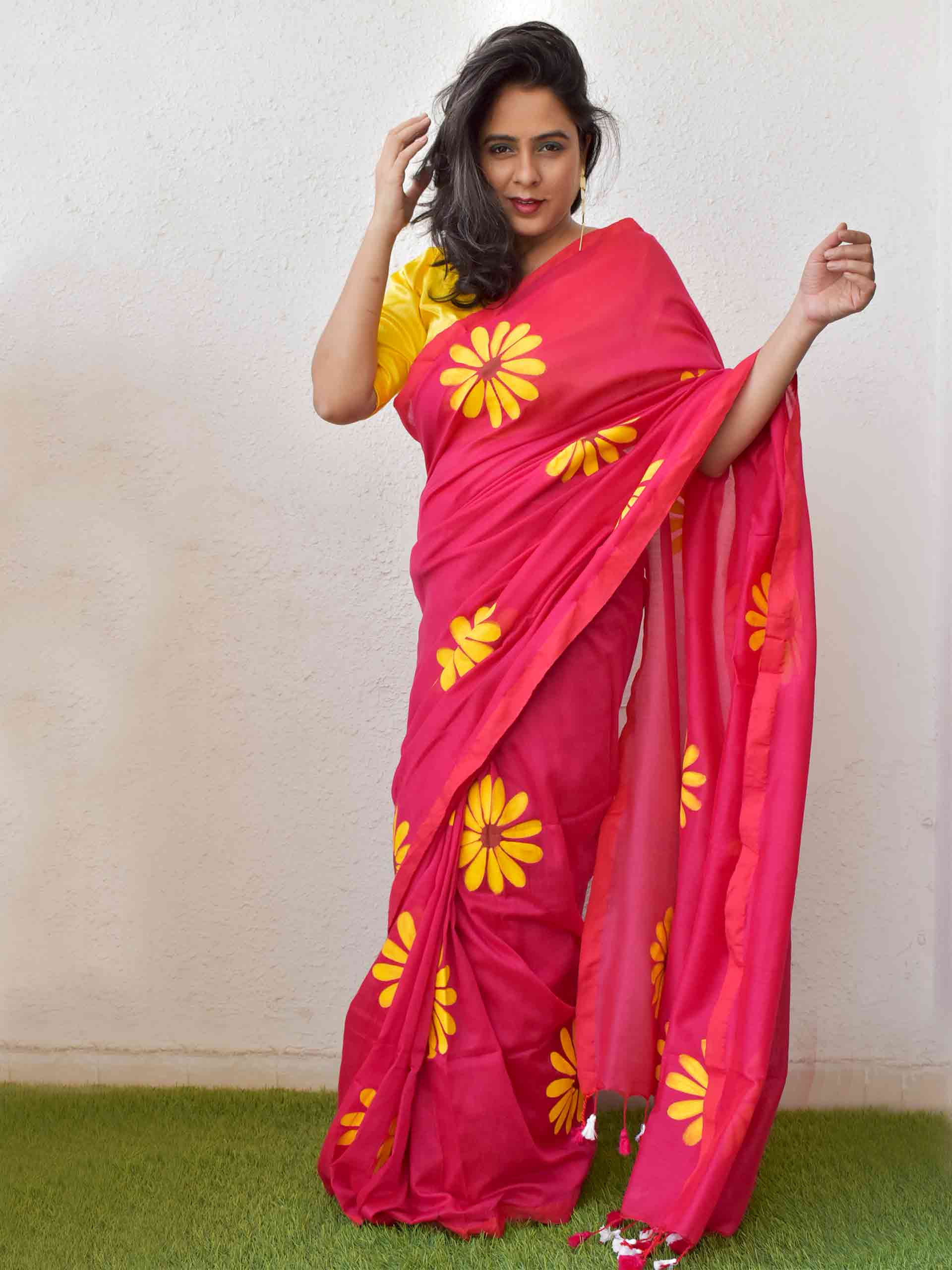 handpainted saree