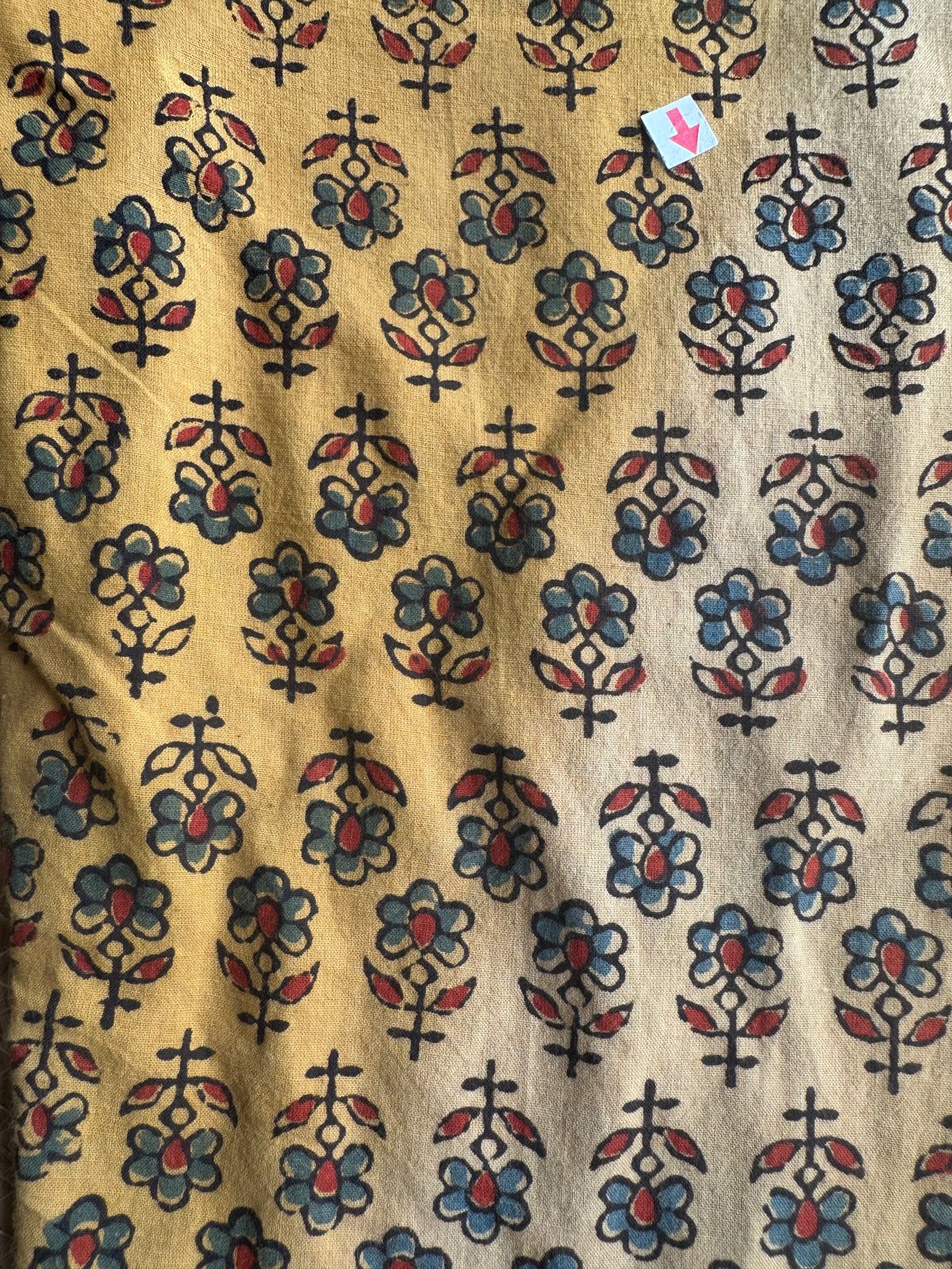 UD0061 - Yellow Ajrakh hand block printed Kutch mirror work blouse