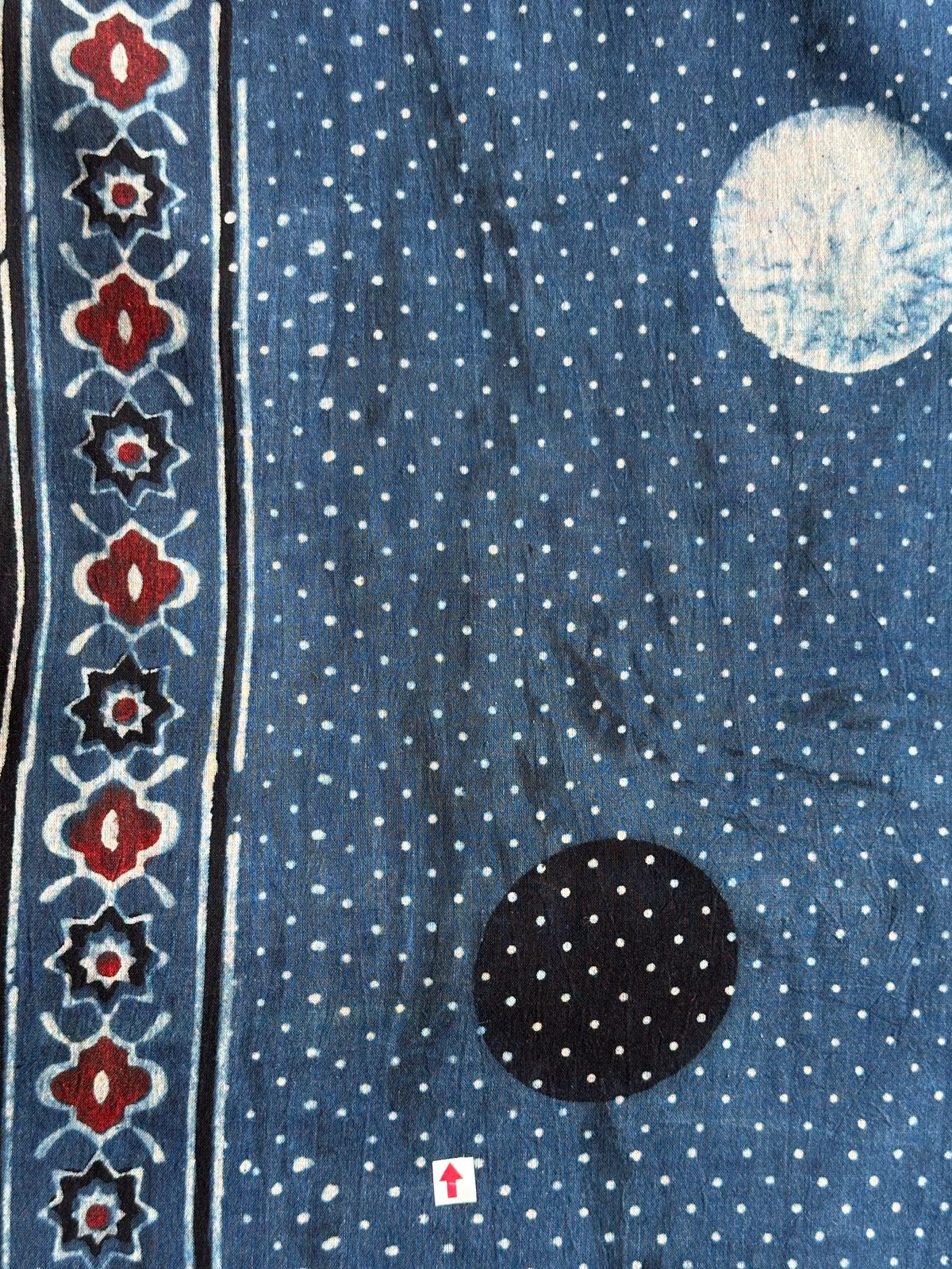 UD046 -  Ajrakh hand block printed mul cotton saree