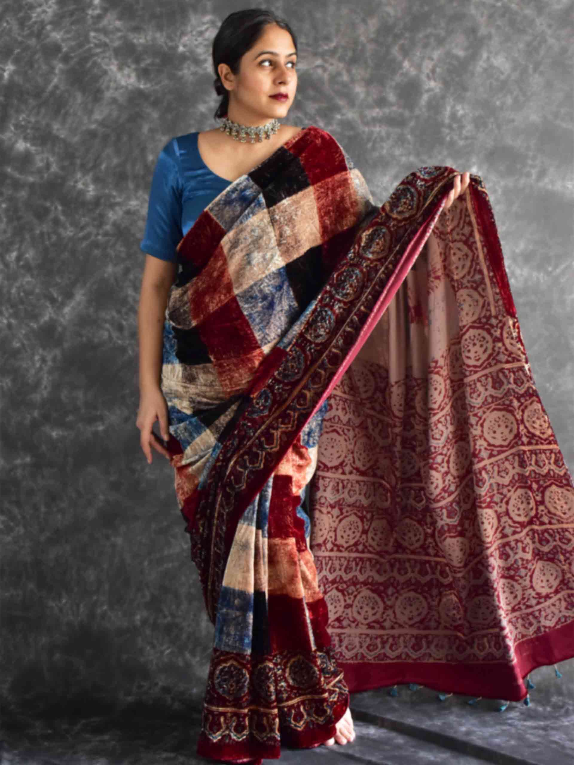 Miraj - Ajrakh Velvet Saree