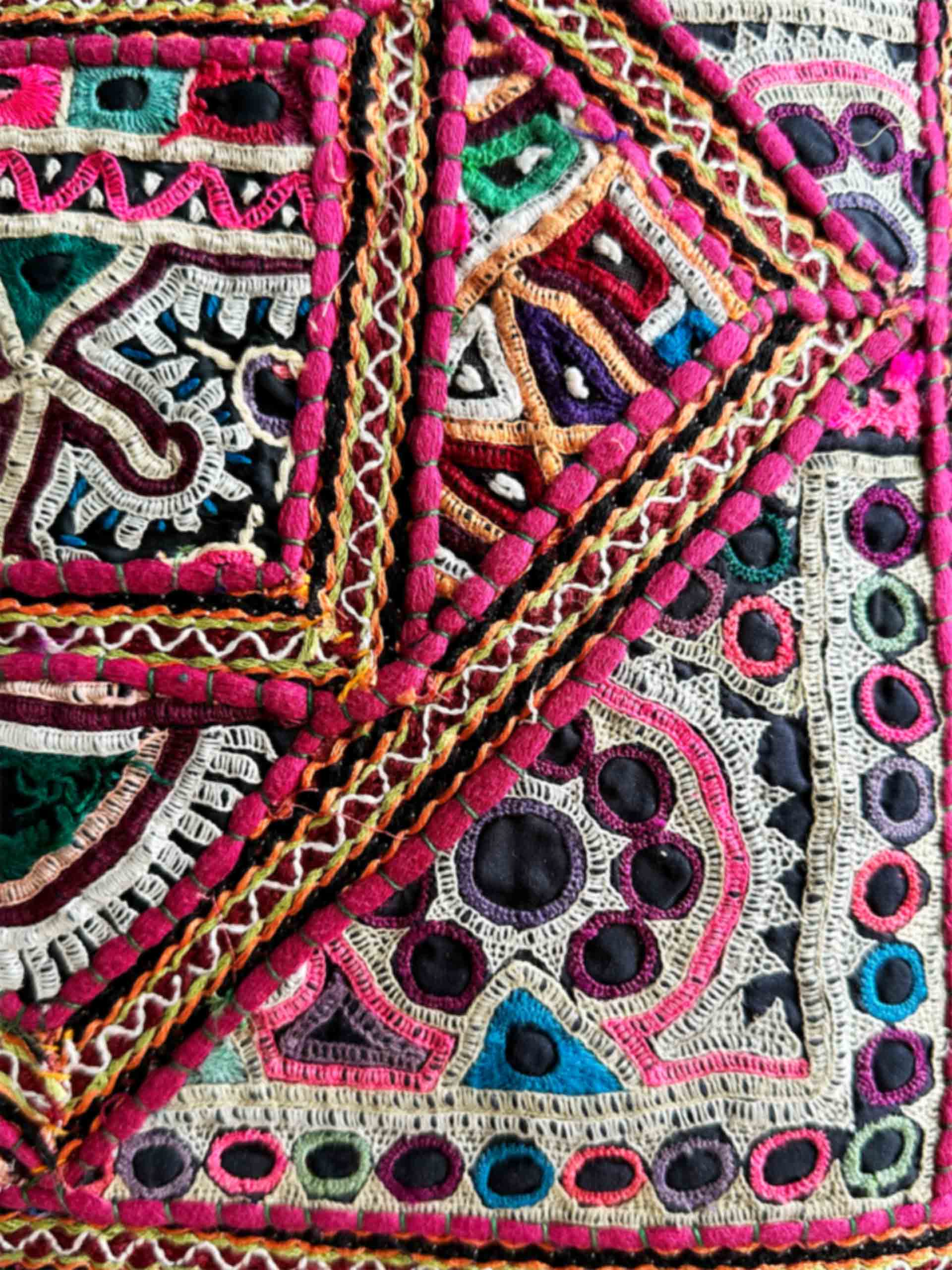 Megh - hand embroidered mirror work cushion cover 18X18