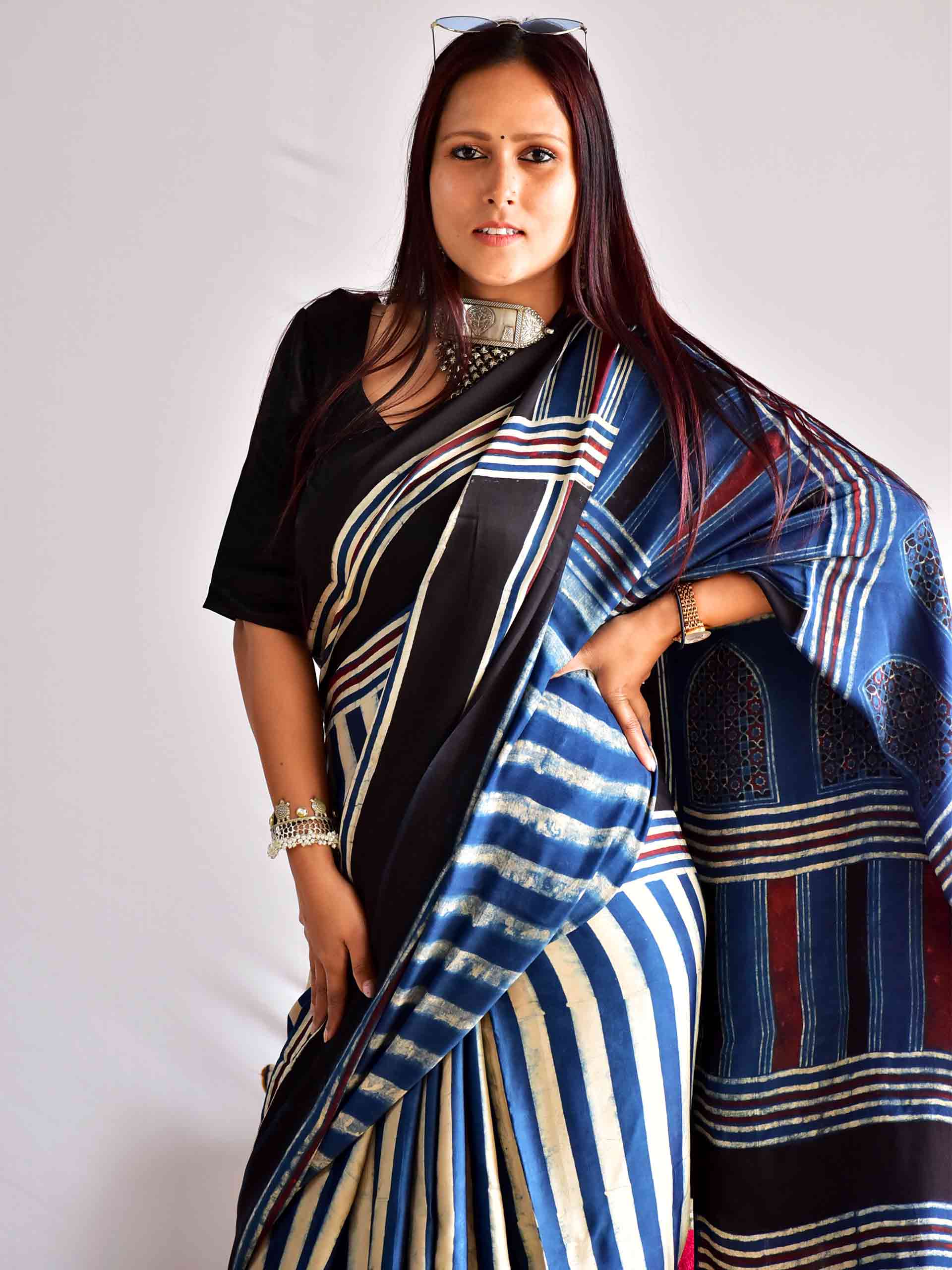 raavi - Ajrakh modal Silk Saree