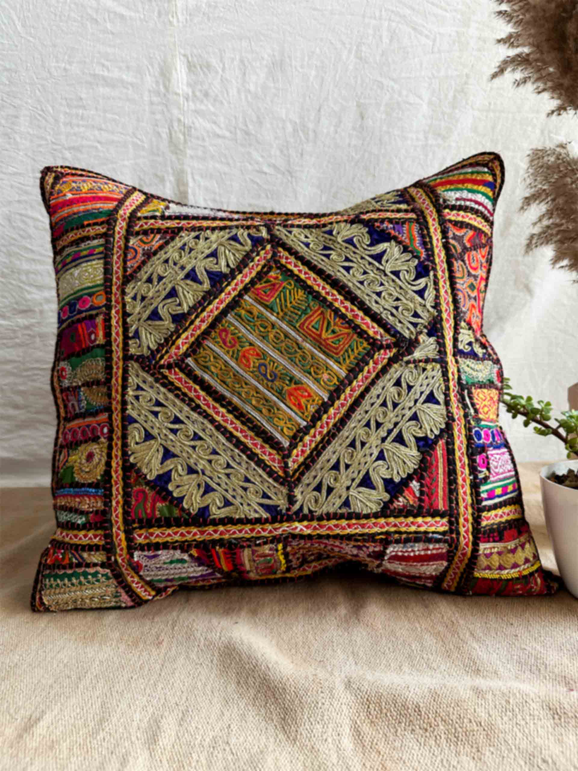 Kirti - hand embroidered cushion cover 18X18