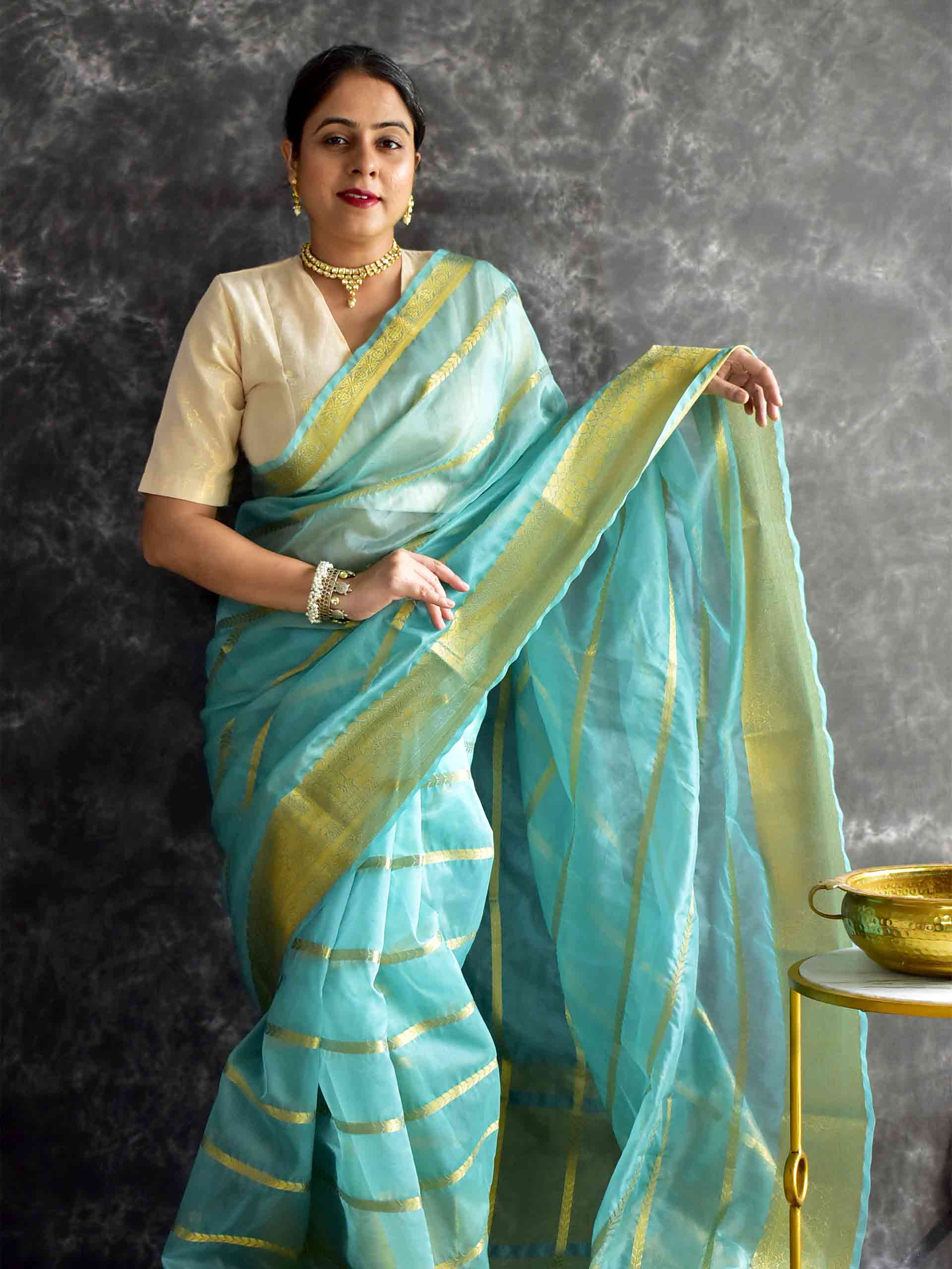 Light Sky Blue - silk saree