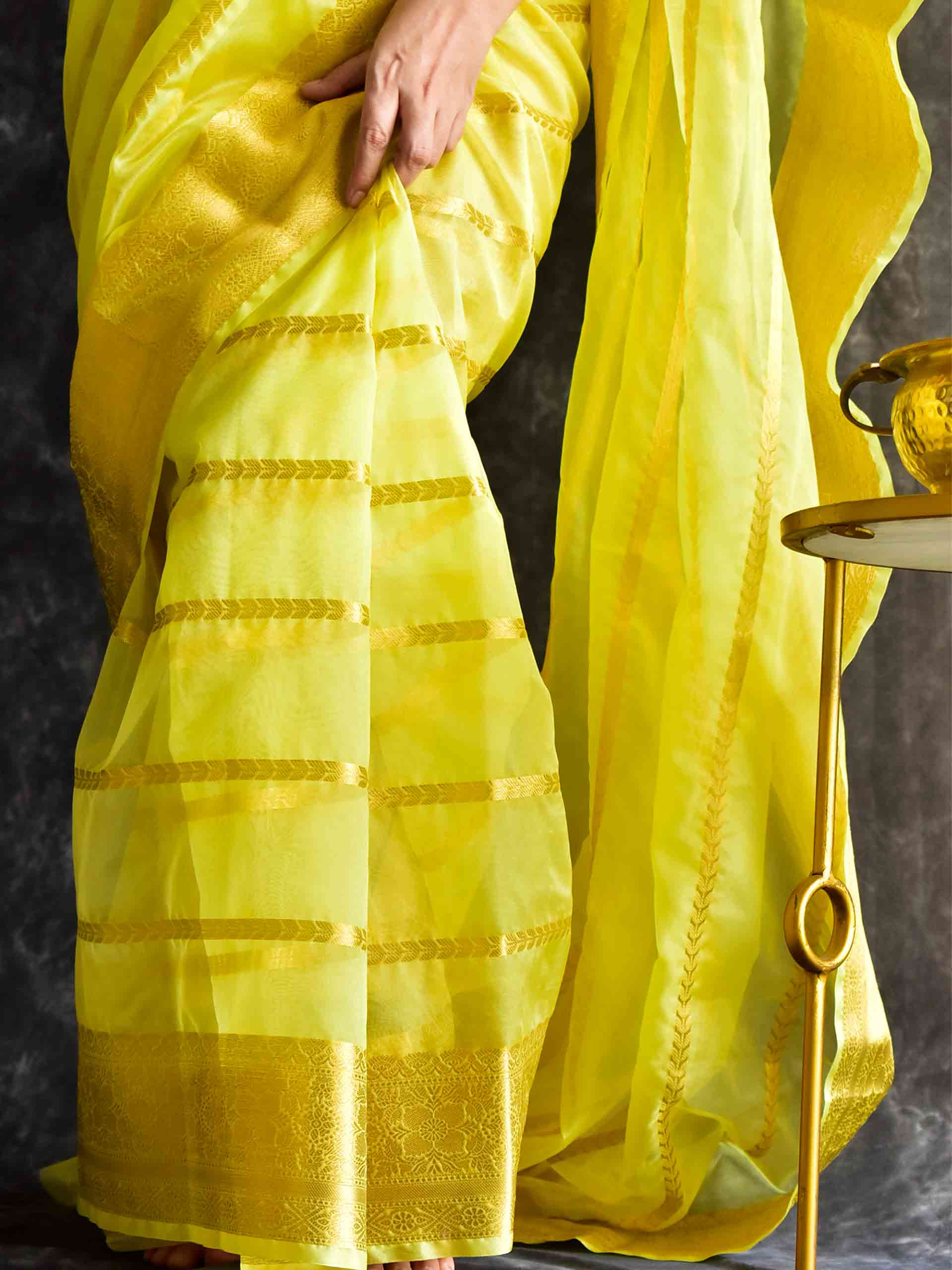 Yellow - silk saree
