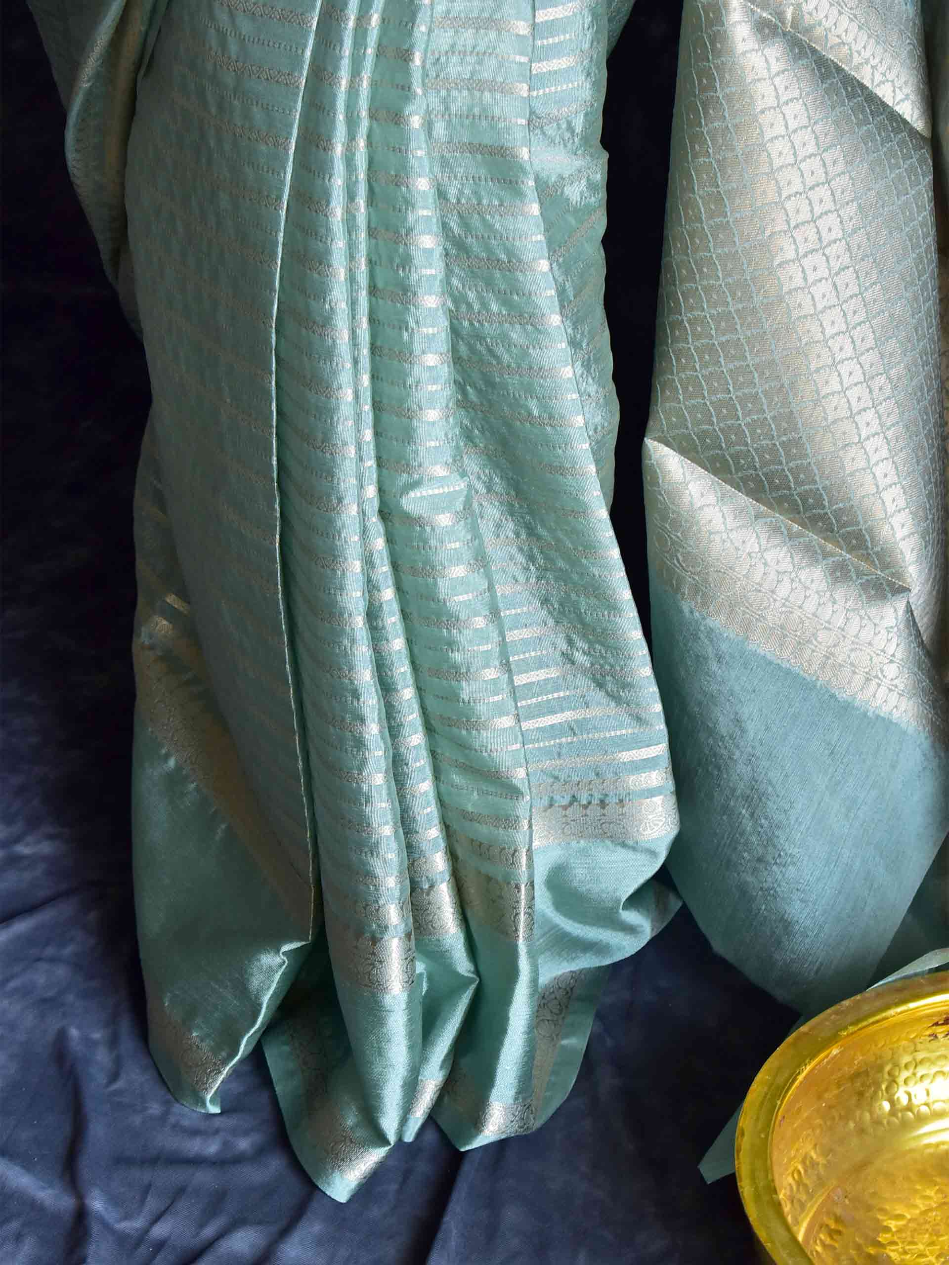 Pistachio - Chanderi silk saree