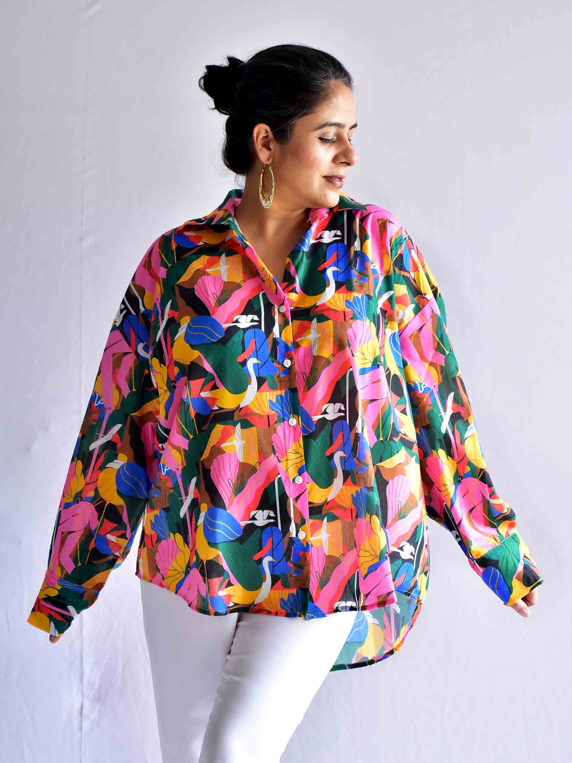 Flowerpecker - Printed oversized Shirt