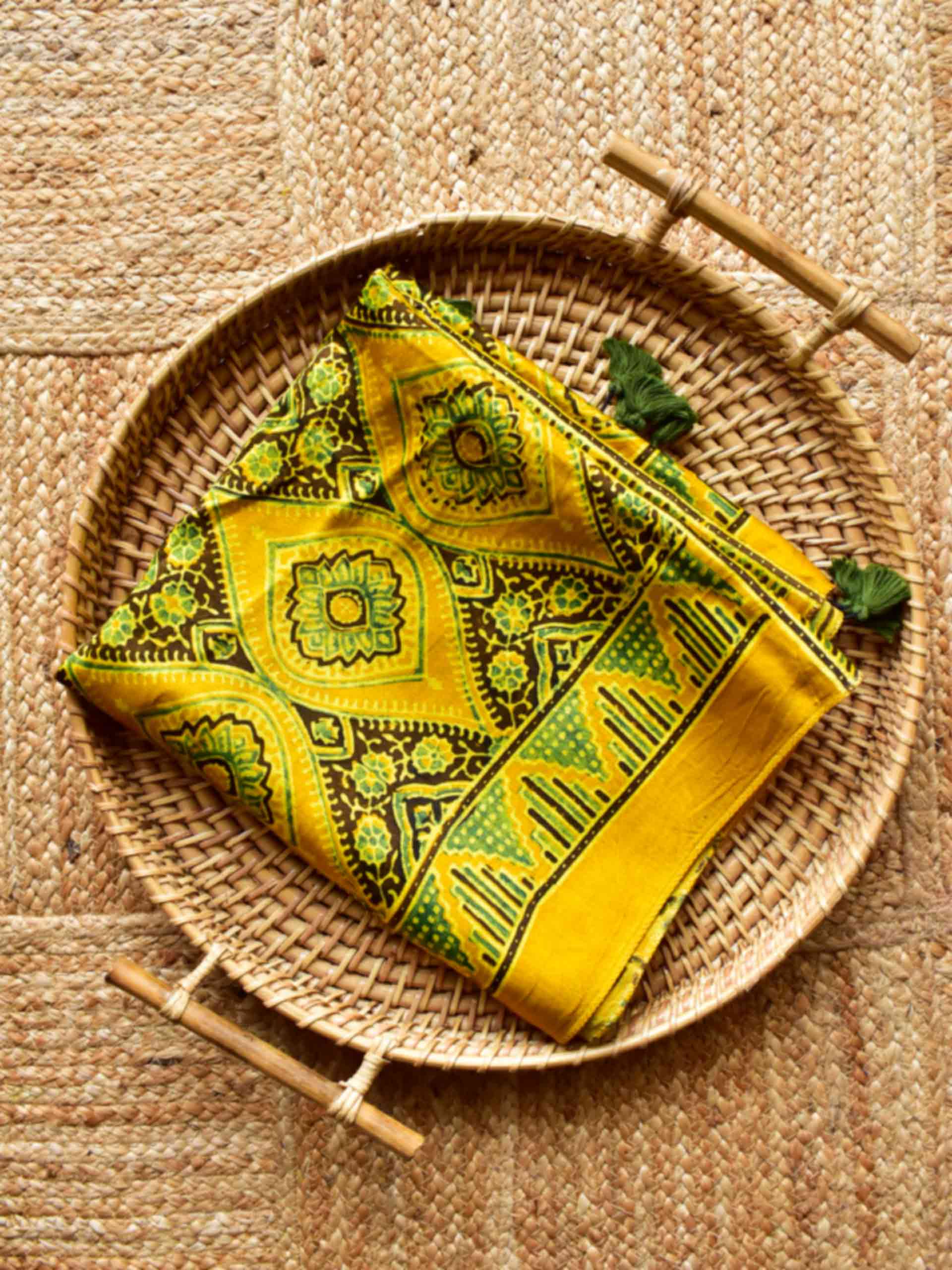 Mira - Ajrakh hand block printed Mashru silk stole