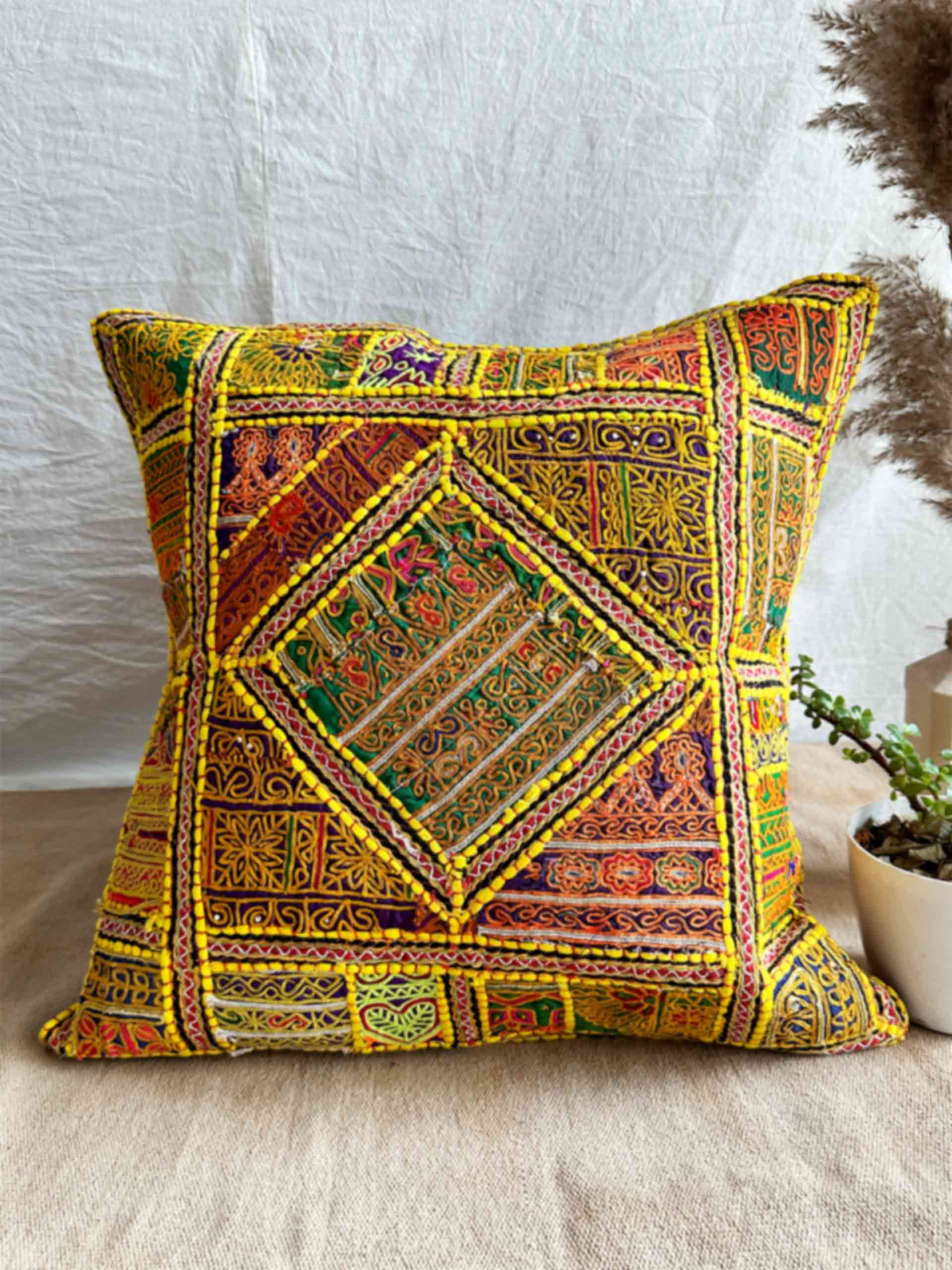 kesari - hand embroidered cushion cover 18X18