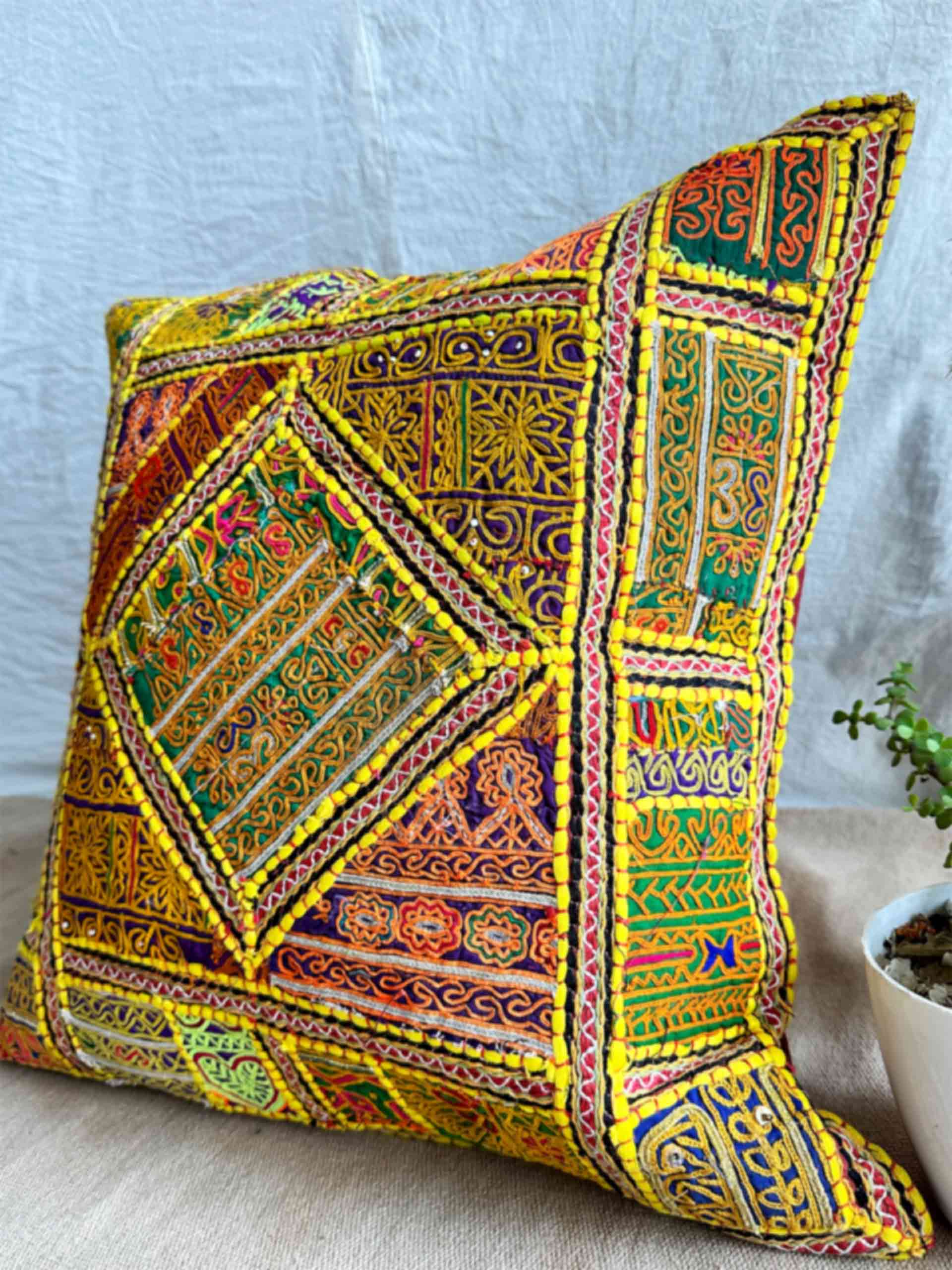 kesari - hand embroidered cushion cover 18X18