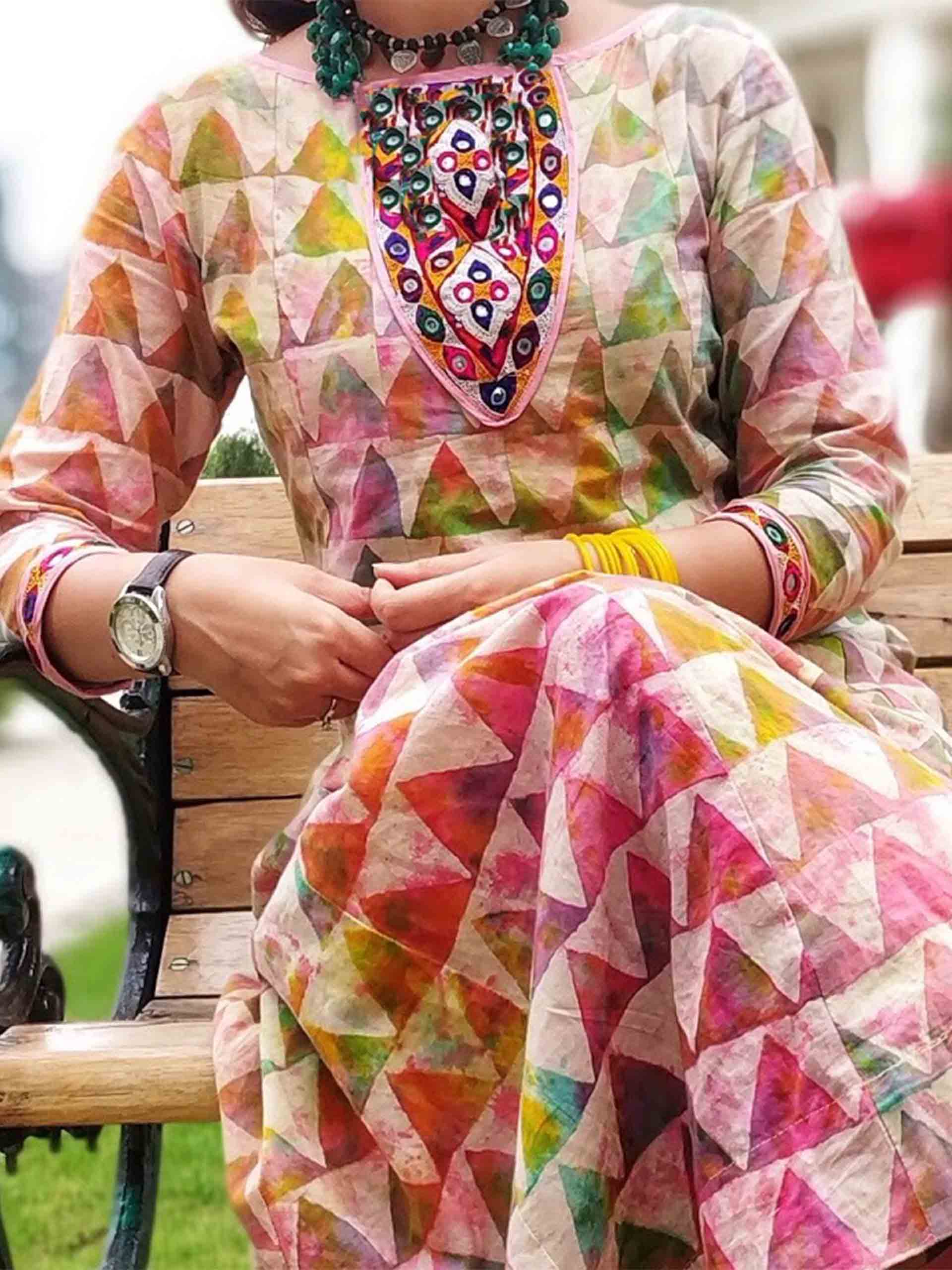 Buy Buy Dabu Hand Block Printed Cotton Long Dress Online