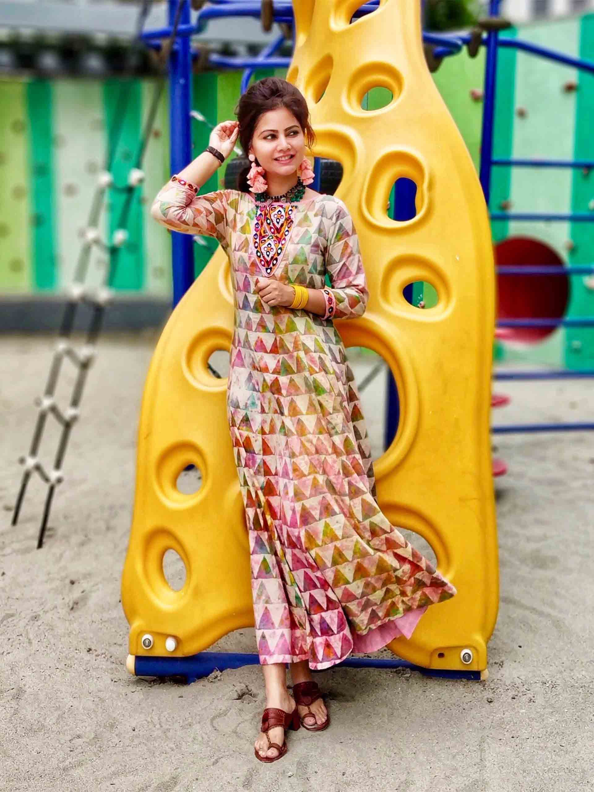 Buy Buy Dabu Hand Block Printed Cotton Long Dress Online