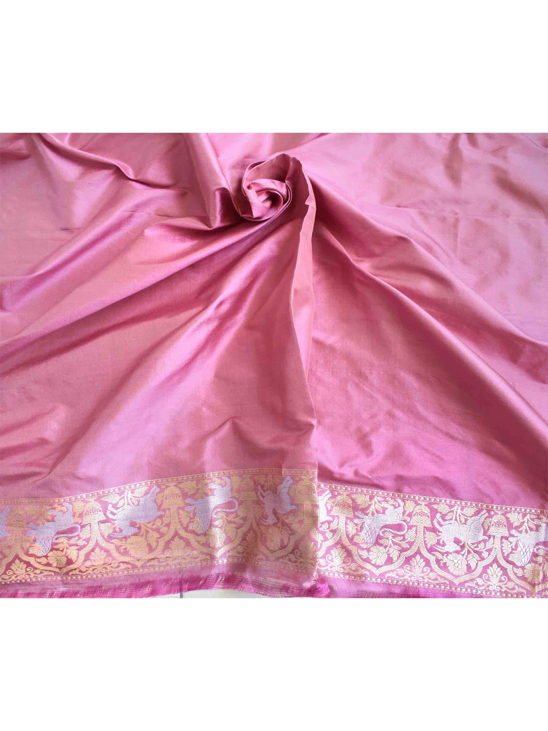 Pink Banarasi Handwoven Silk Saree