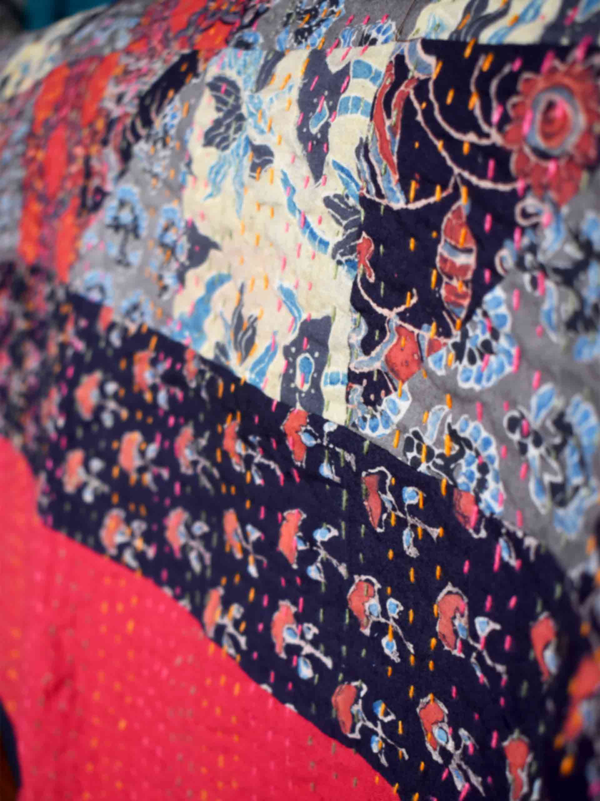 jovial - Ajrakh Patchwork kantha Bedcover