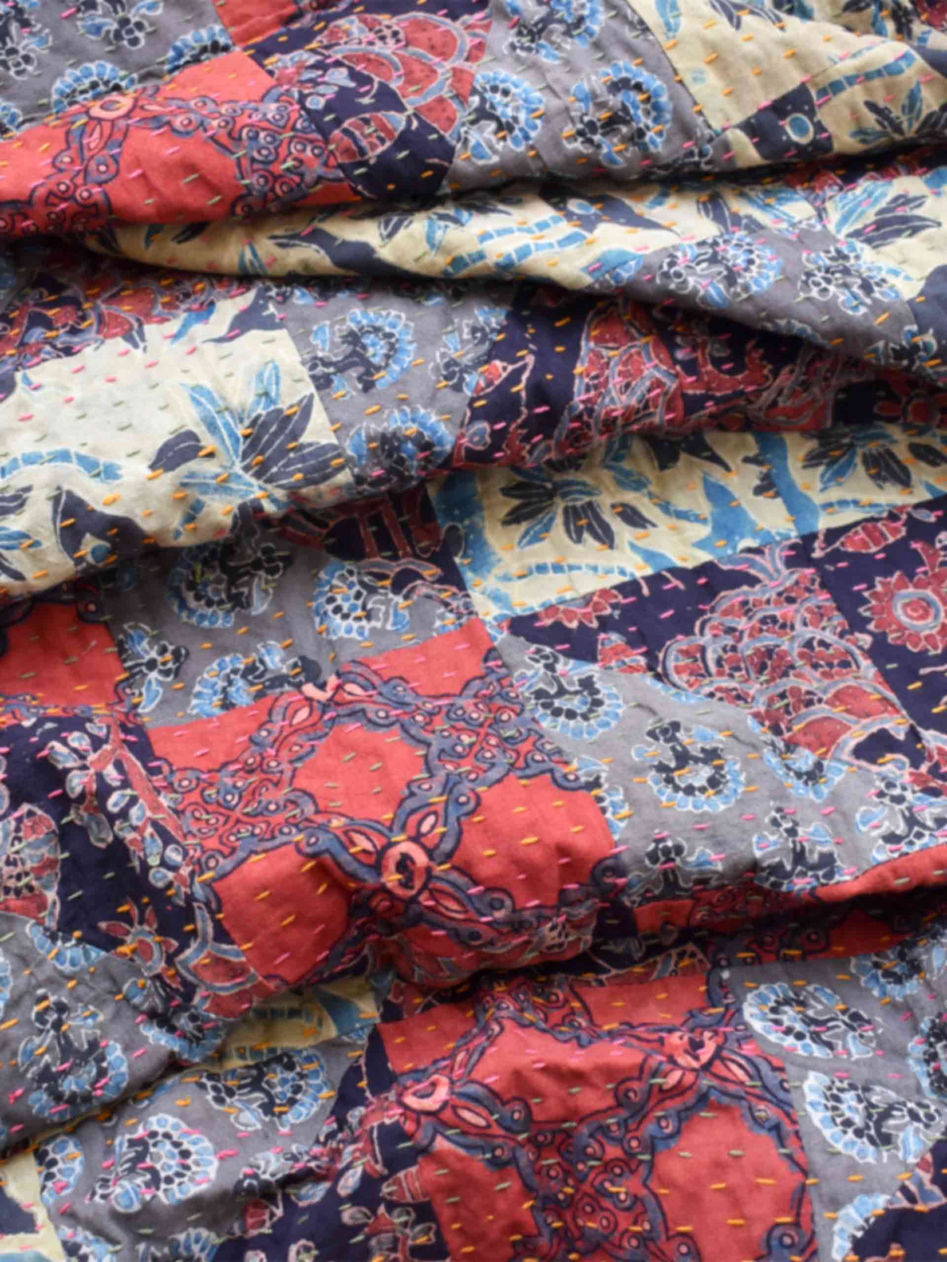 jovial - Ajrakh Patchwork kantha Bedcover