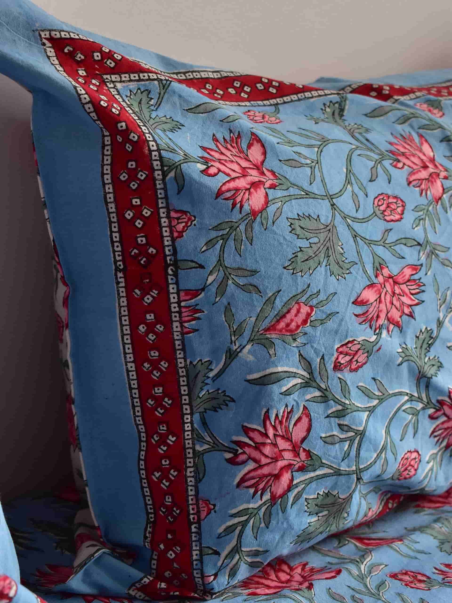 Floral - Hand block printed COTTON DOUBLE BEDSHEET WITH PILLOW COVERS