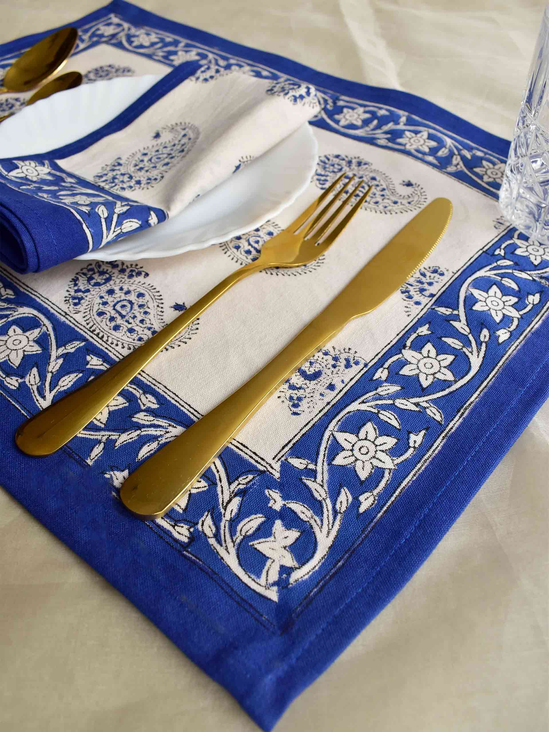Blueberry - Table mat and napkin set of 6