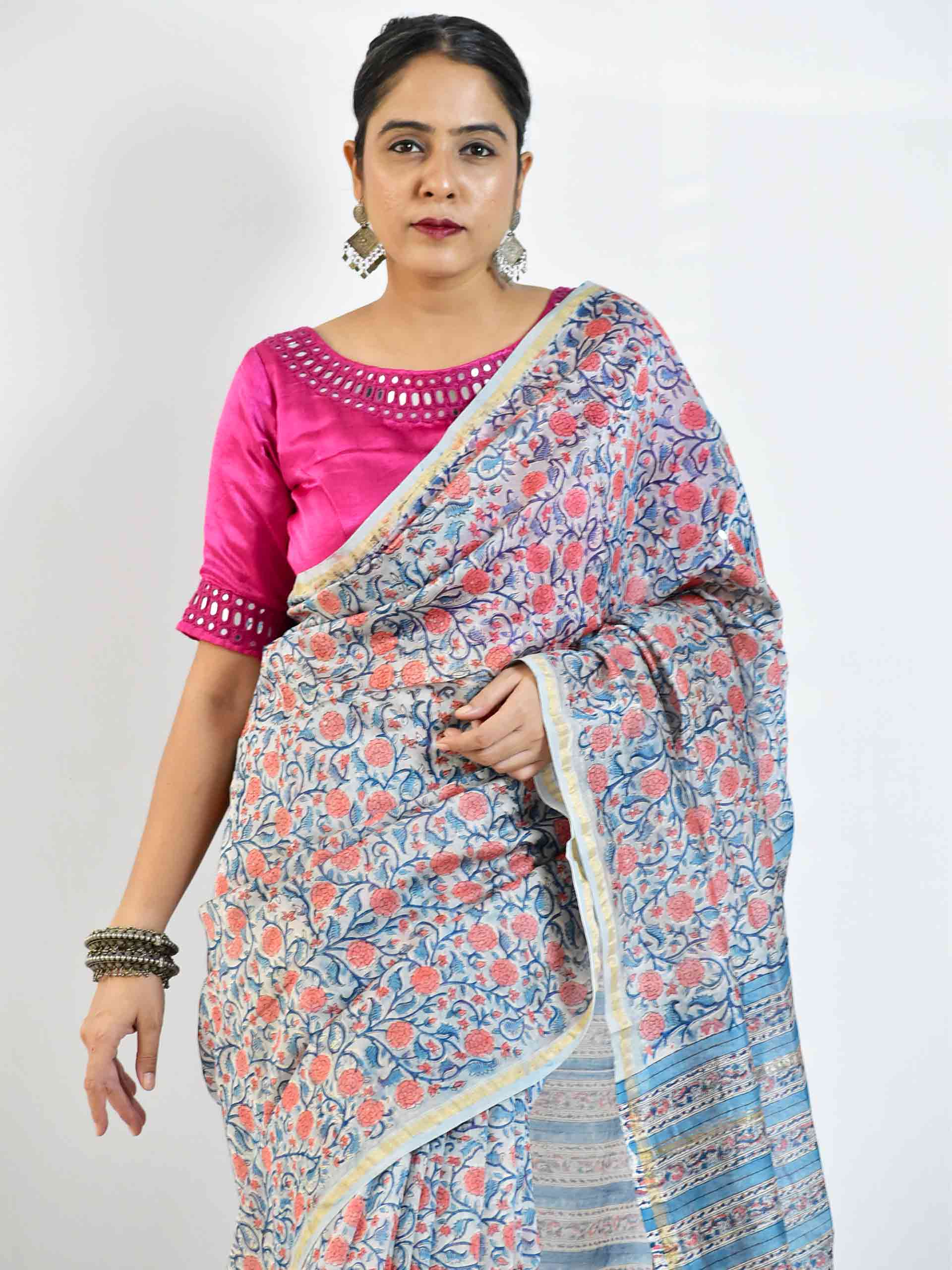 Dilruba - Dabu Chanderi silk saree