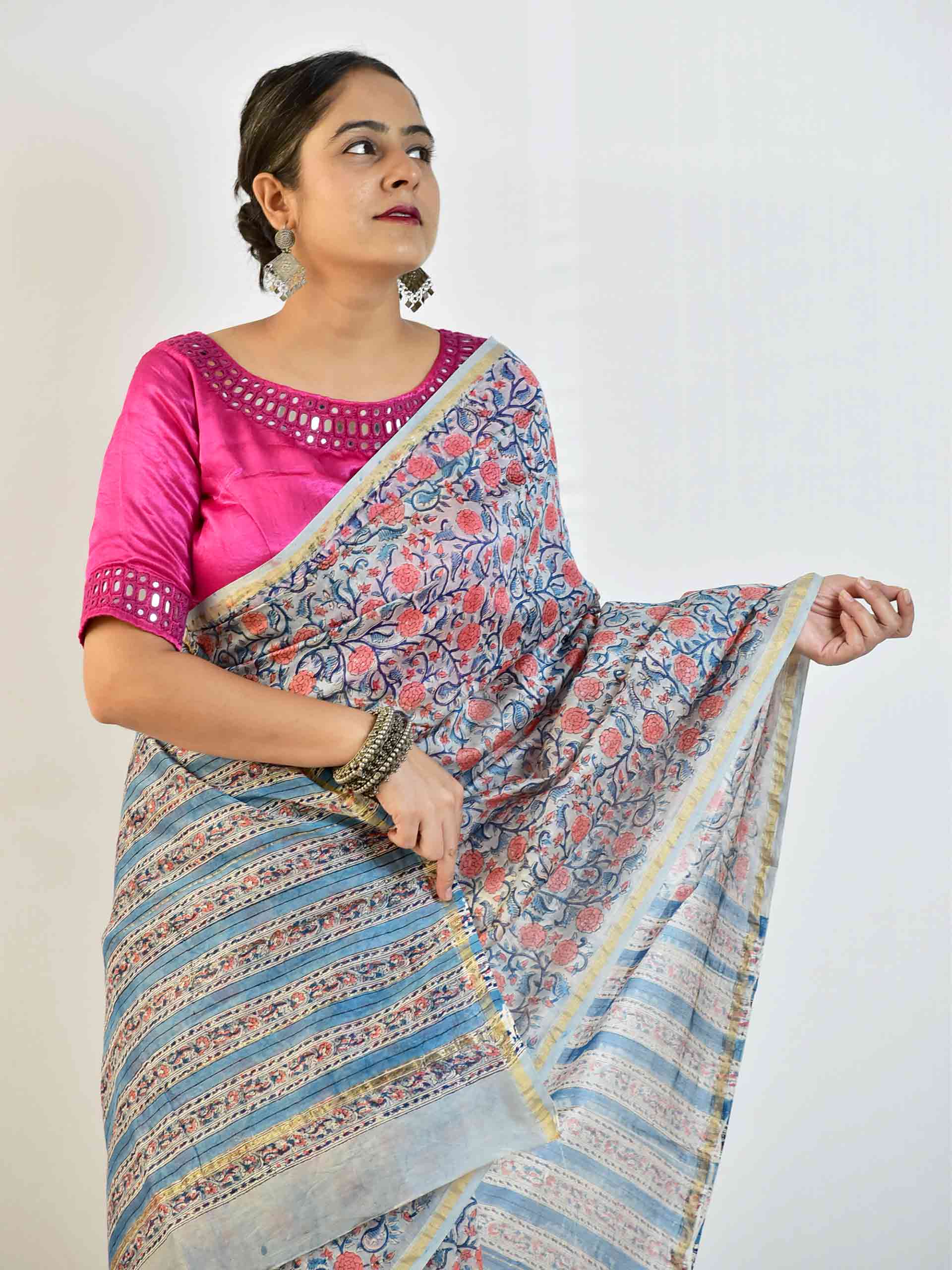 Dilruba - Dabu Chanderi silk saree