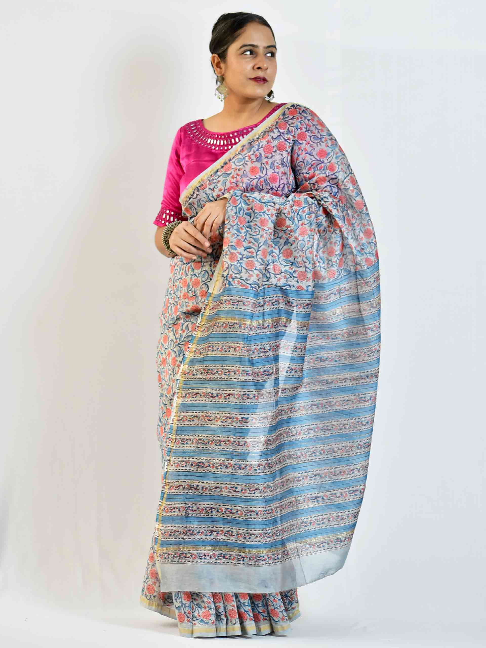 Dilruba - Dabu Chanderi silk saree