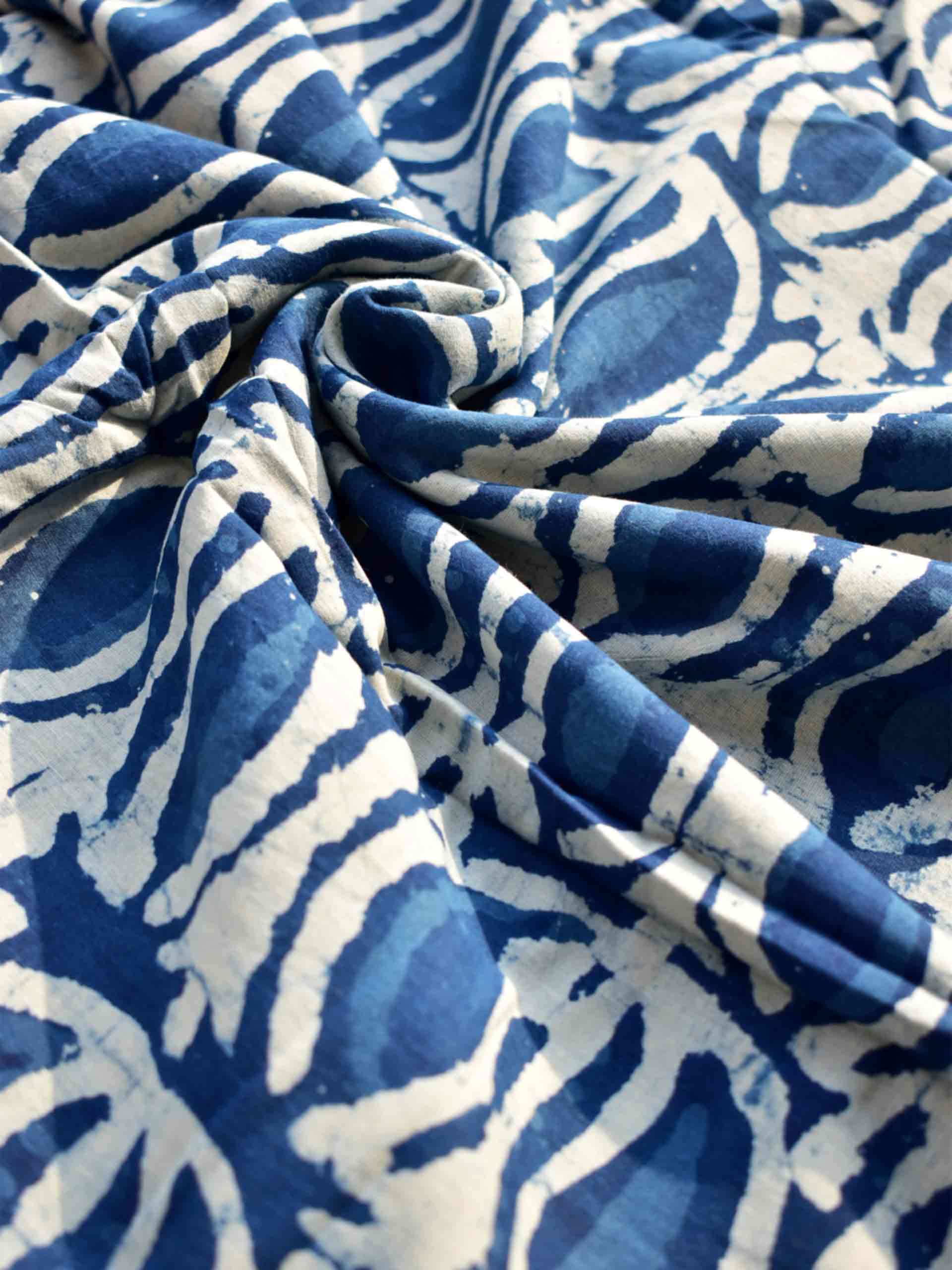 Blue ivy - hand block printed Cotton fabric 280 per meter