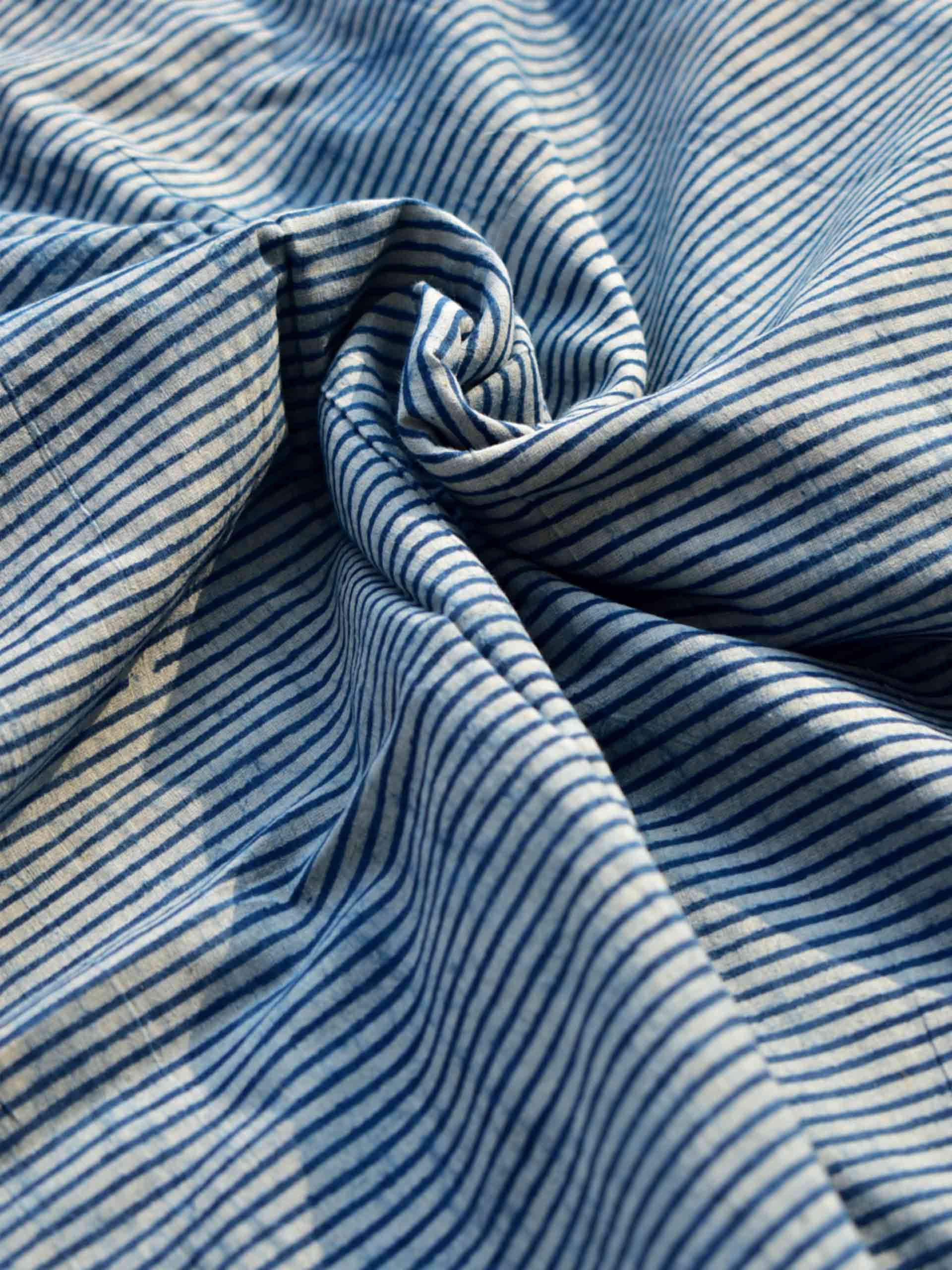 Stripes - hand block printed Cotton fabric 280 per meter