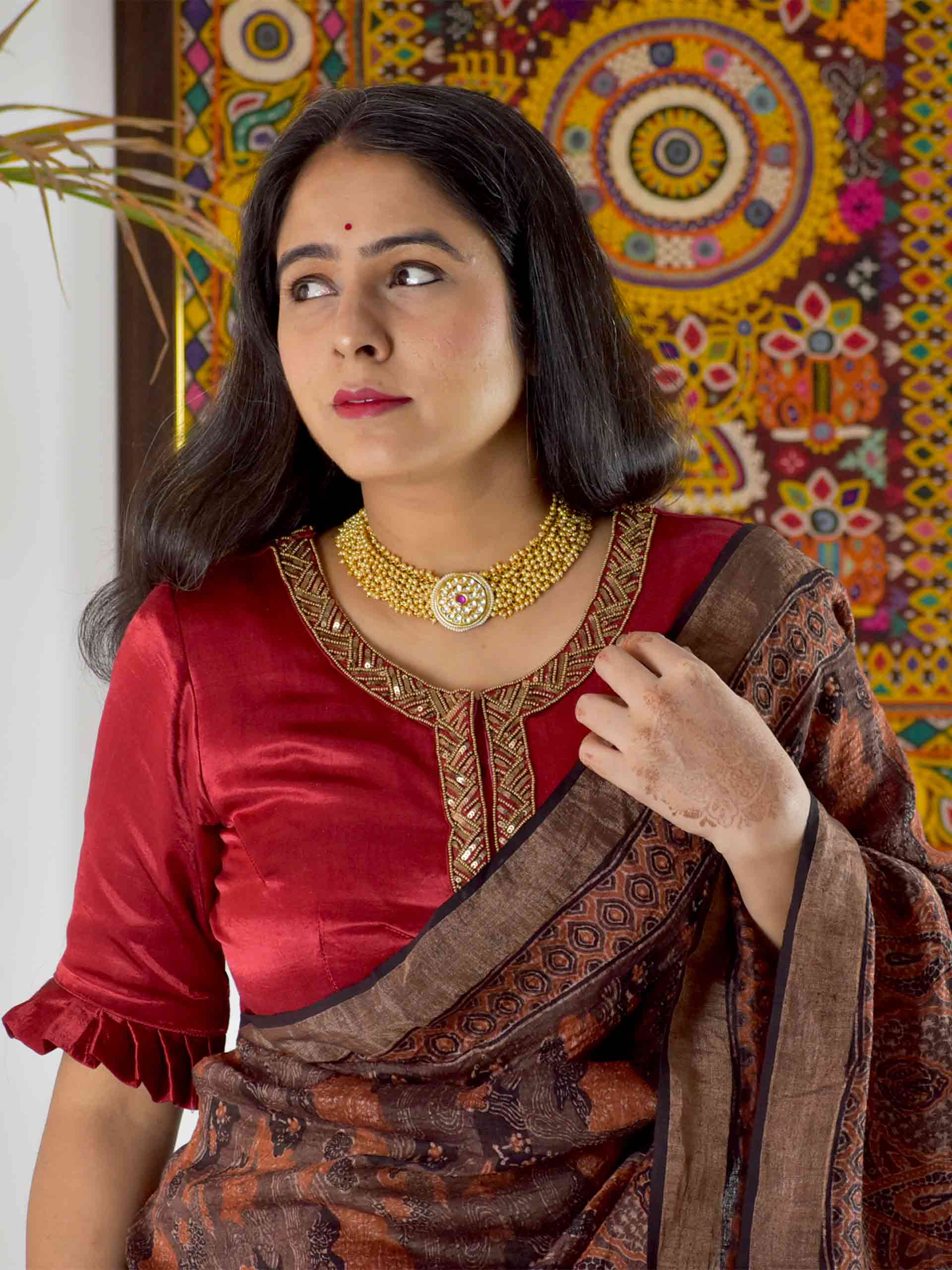Buy Hand Embroidered Mashru Silk Blouse Online