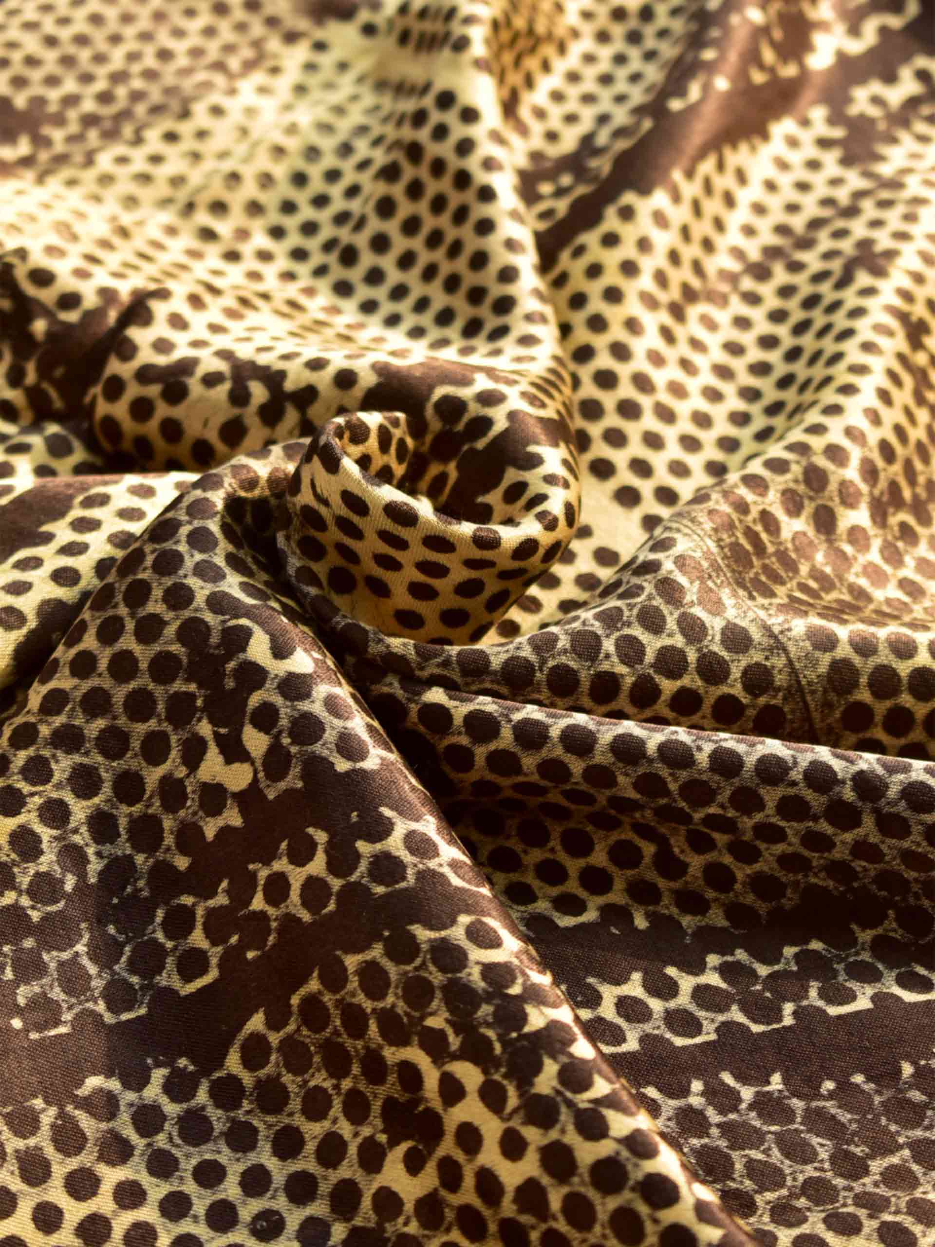 Bubble - Ajrakh Hand block printed Mashru silk fabric 850 per meter