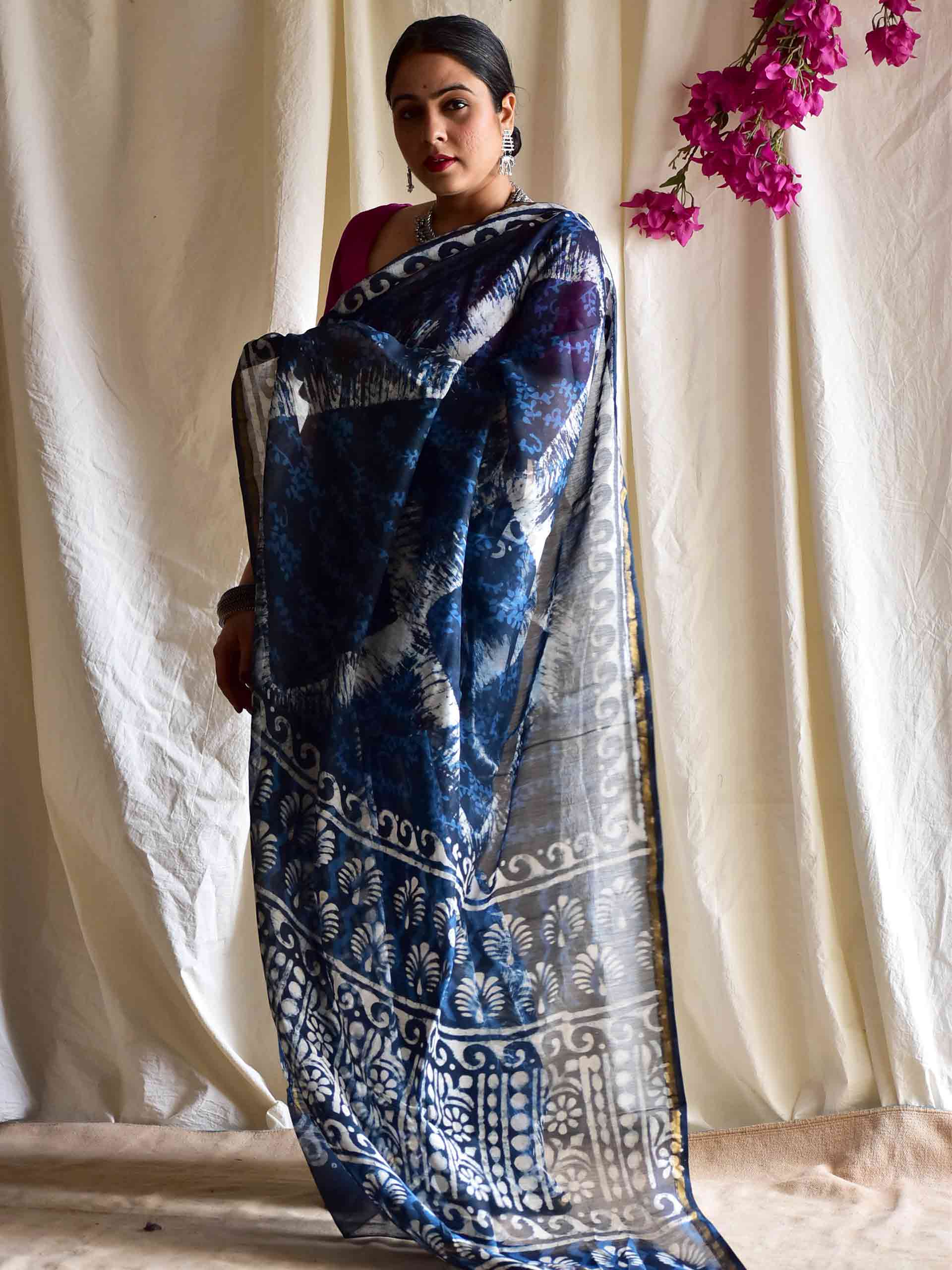 Meet - Dabu Chanderi silk saree