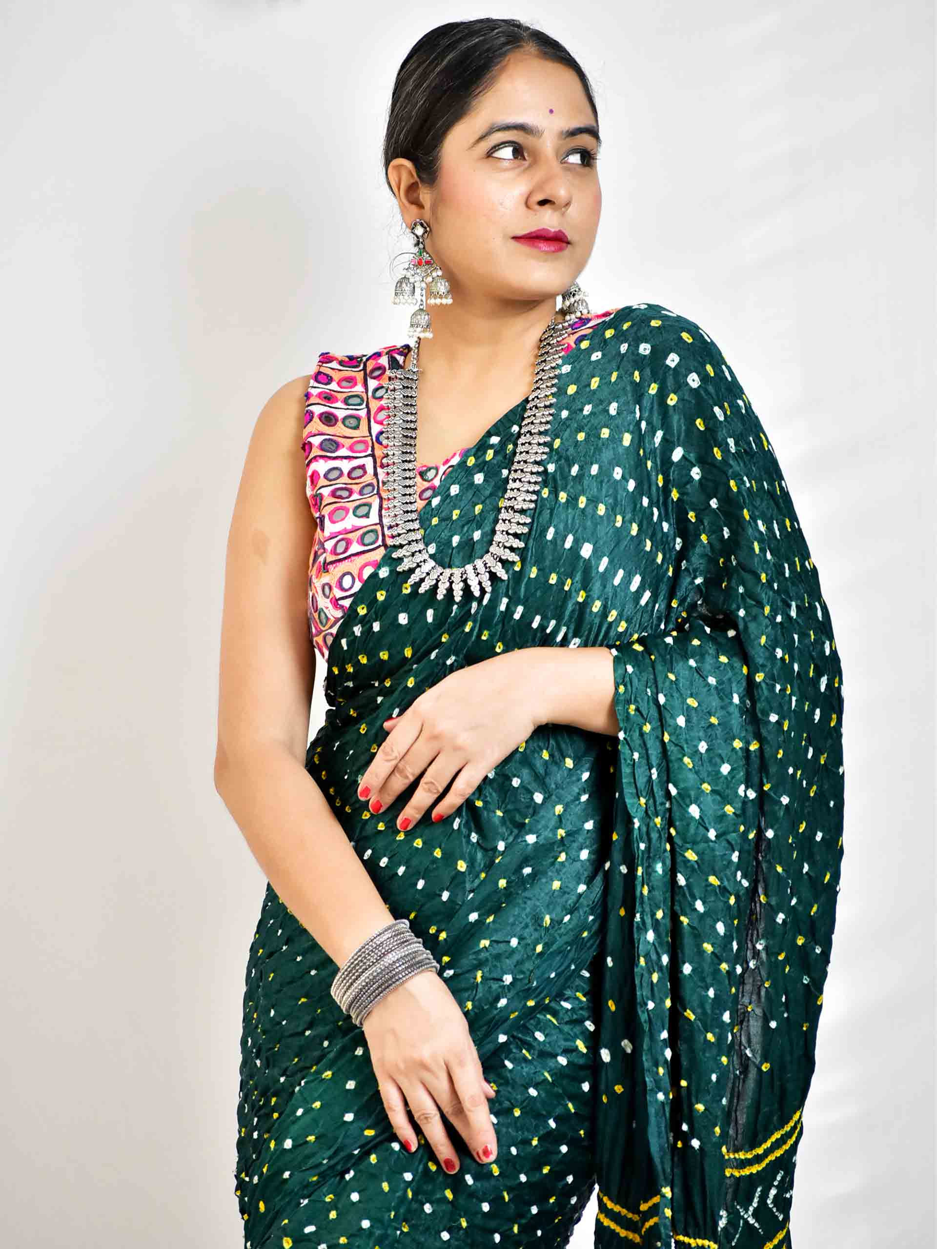 Mira -  Rai Bandhej zari pallu Gajji Silk Saree