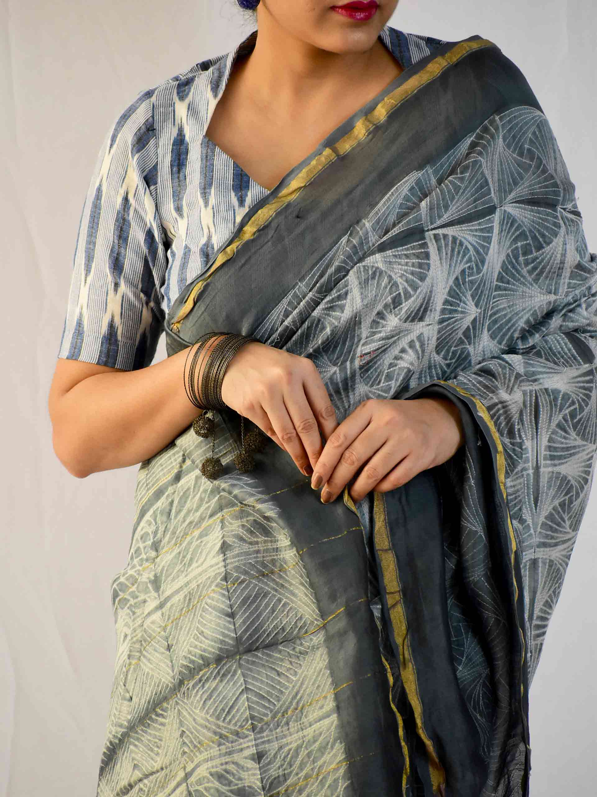 Patterns - Shibori Chanderi silk saree