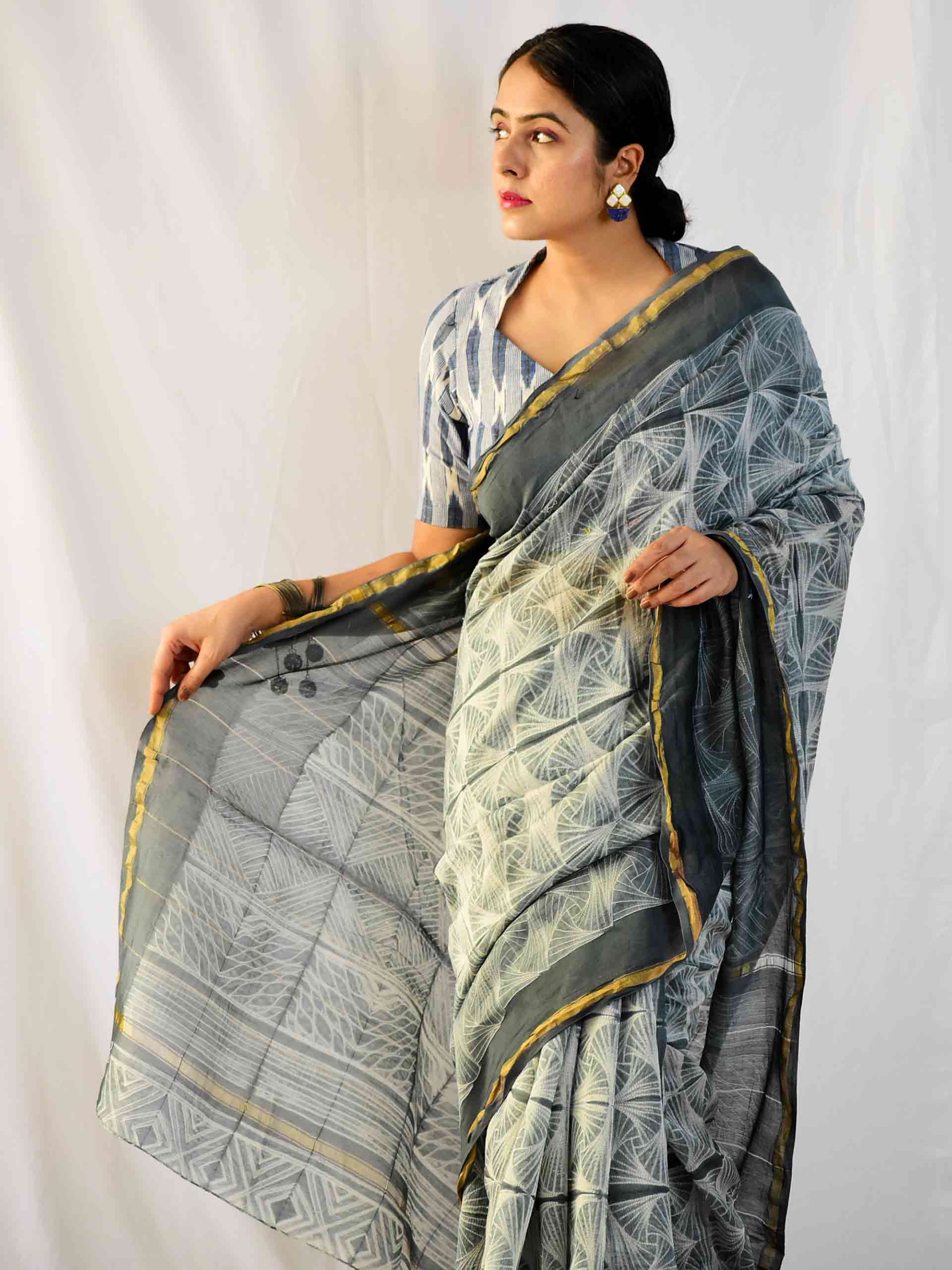 Patterns - Shibori Chanderi silk saree