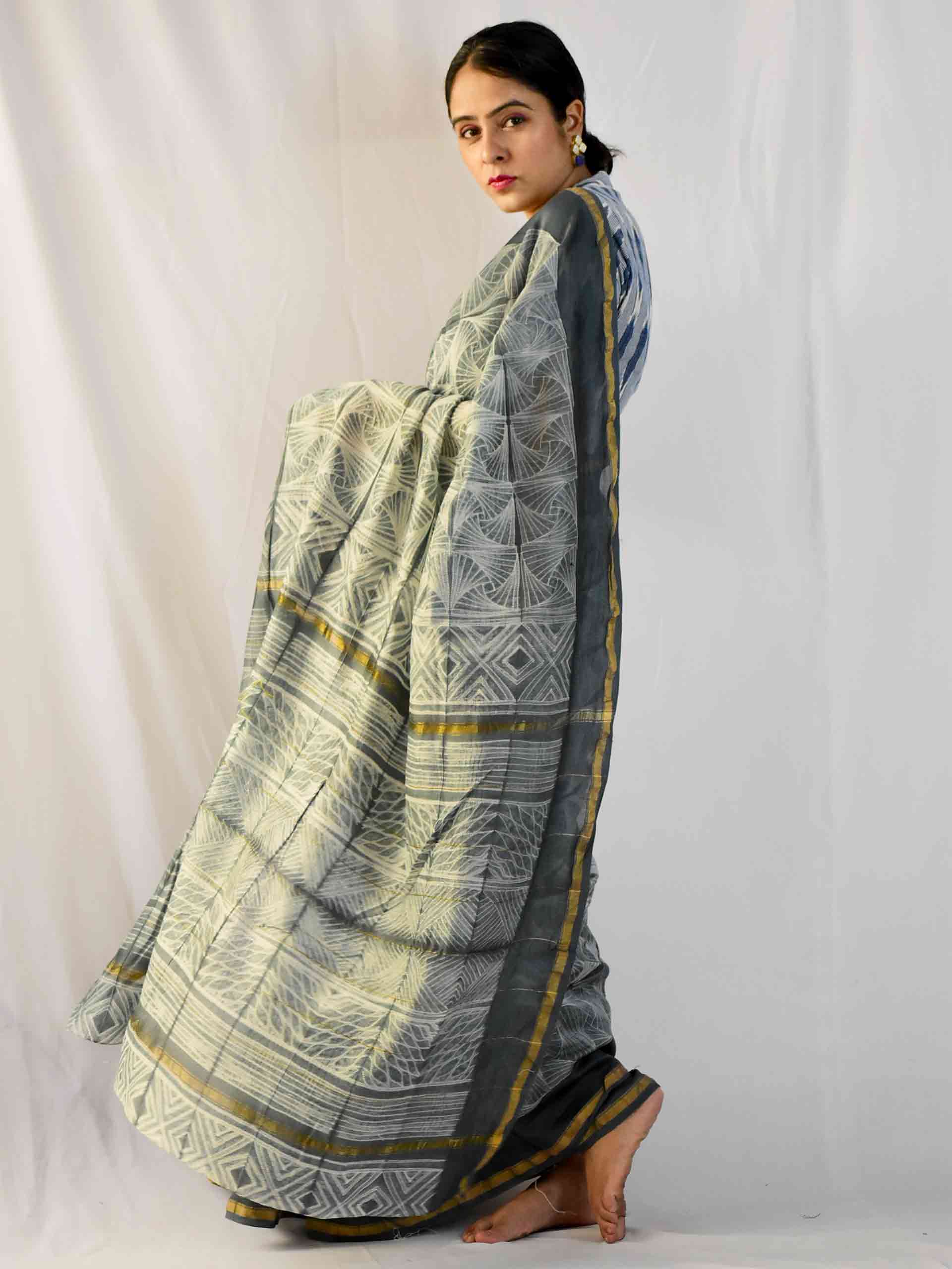 Patterns - Shibori Chanderi silk saree