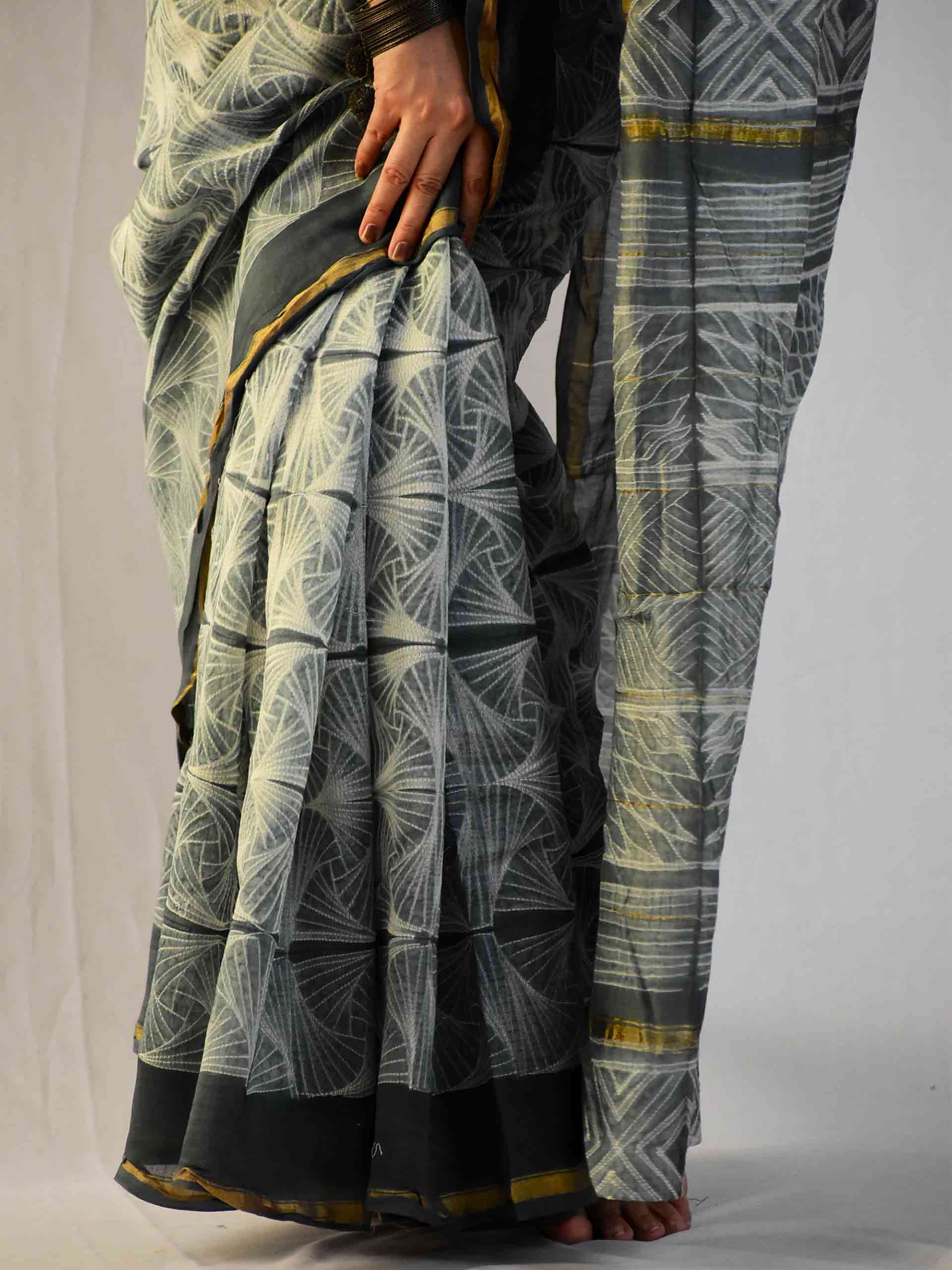 Patterns - Shibori Chanderi silk saree