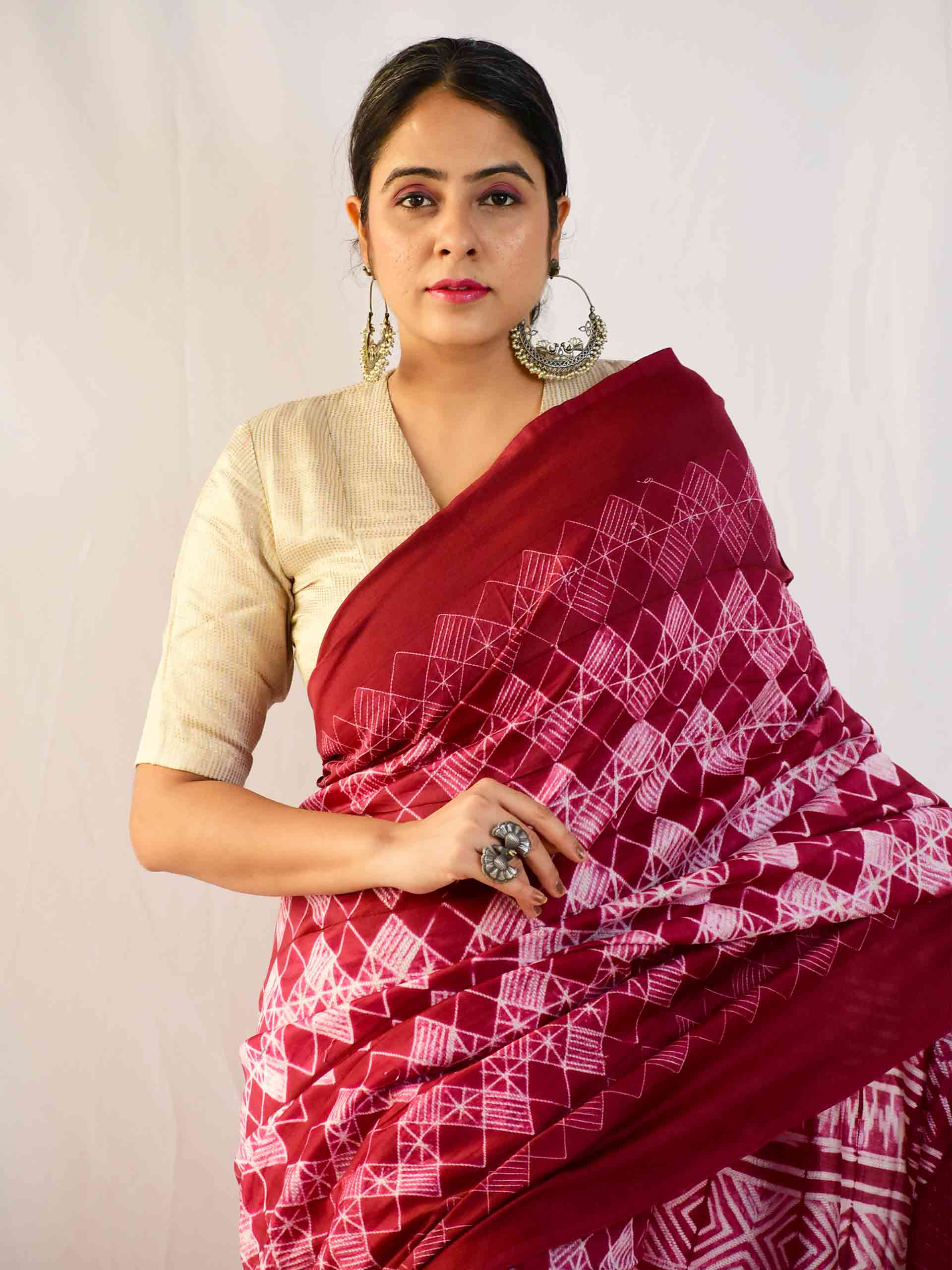 Shibori Chanderi silk saree