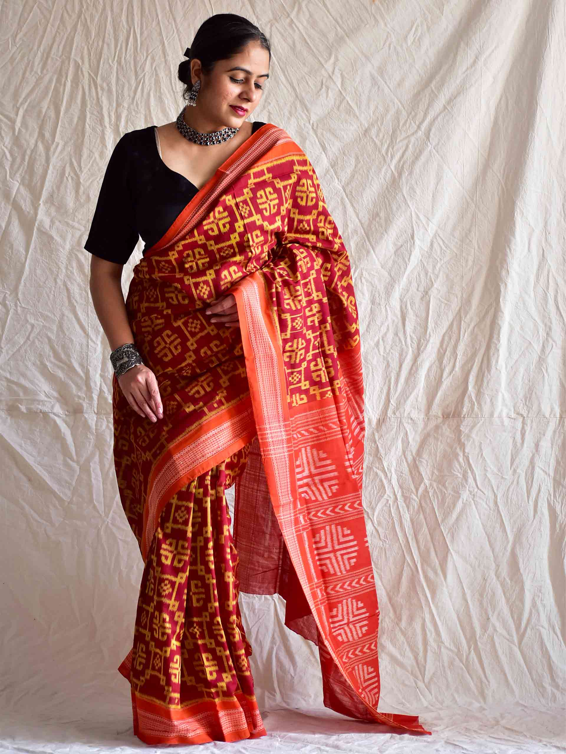 Handwoven ikat saree