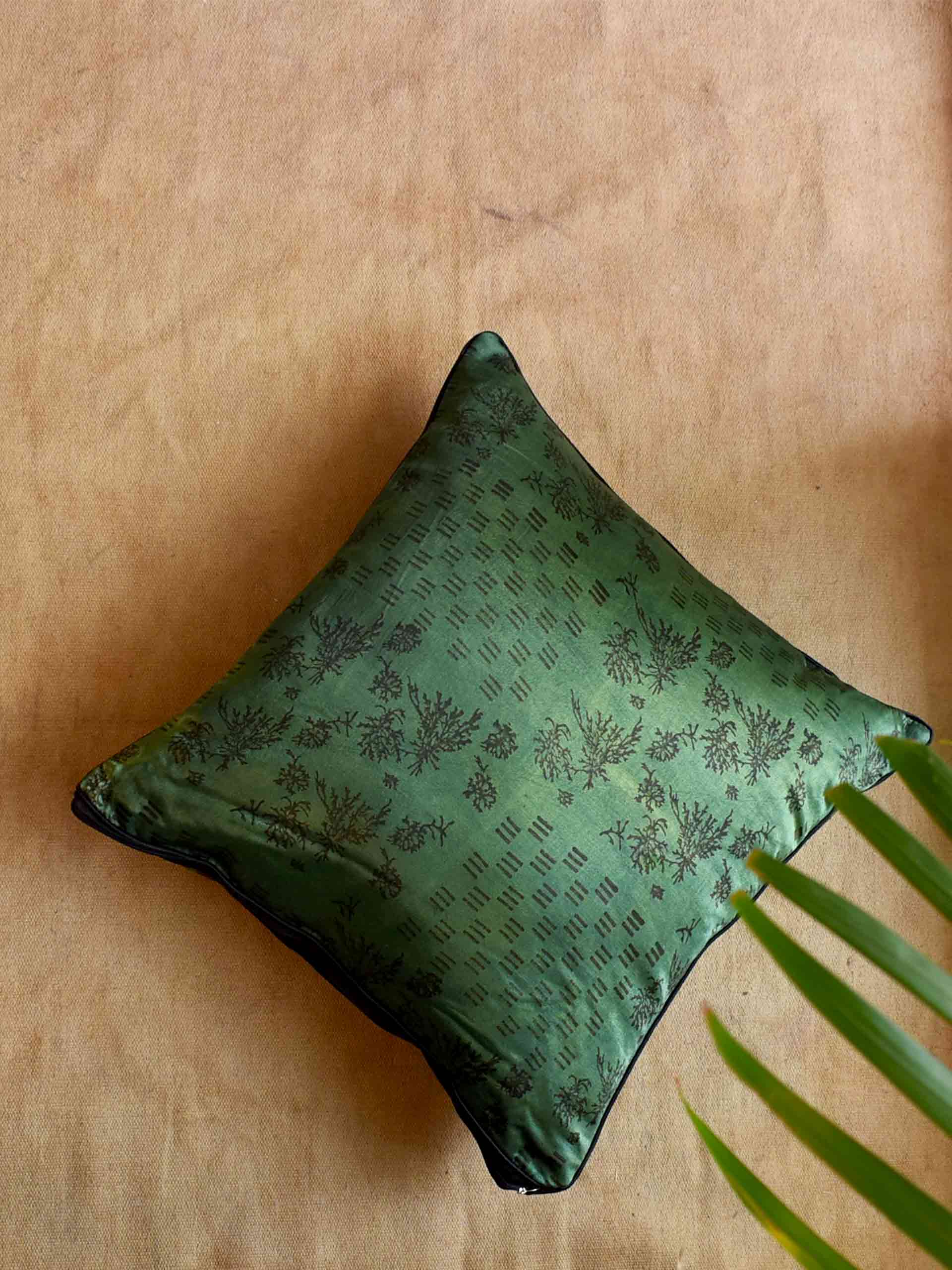 Ajrakh Mashru Silk dual sided Cushion Cover