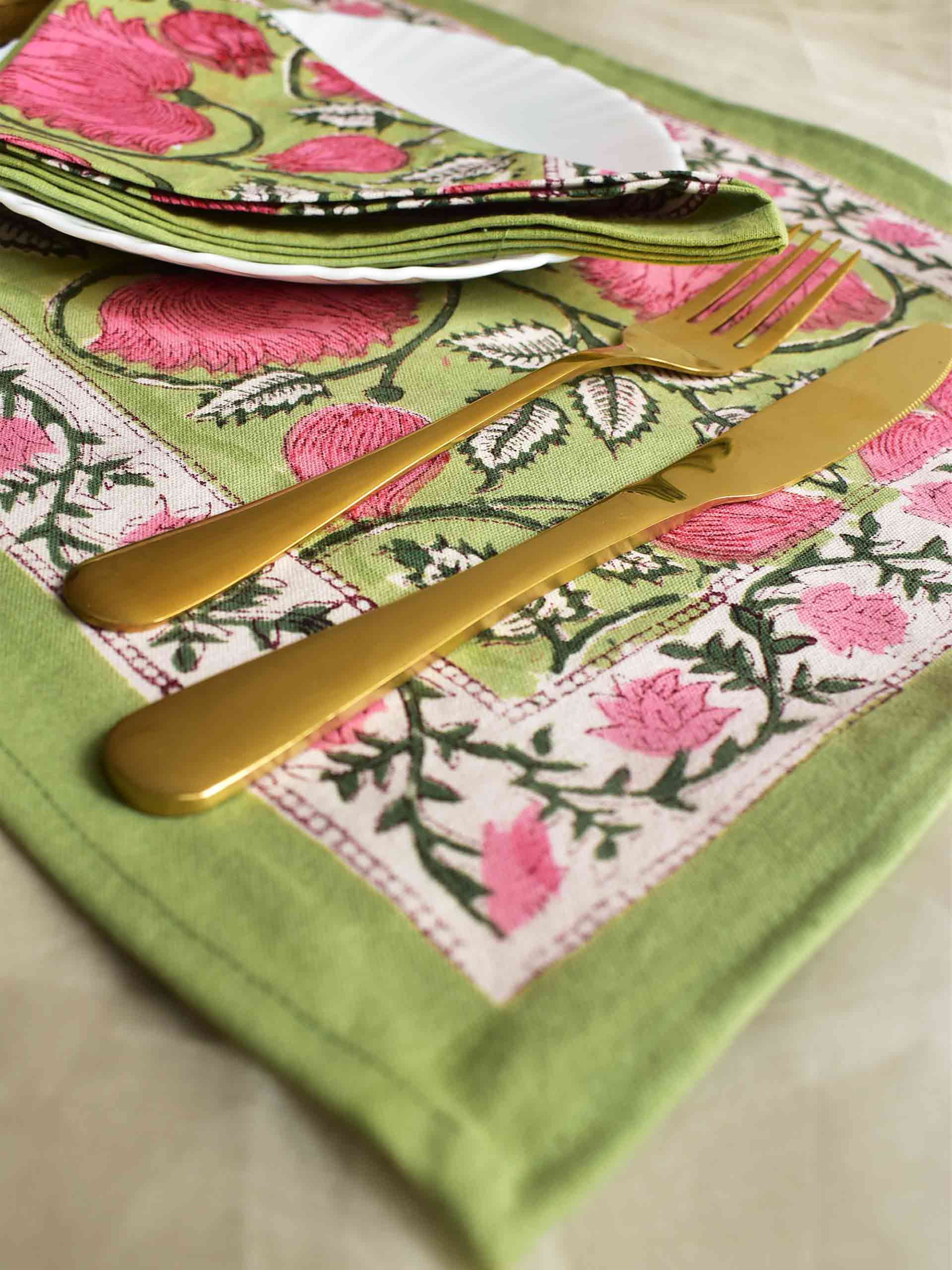 Green forest - Table mat and napkin set of 6